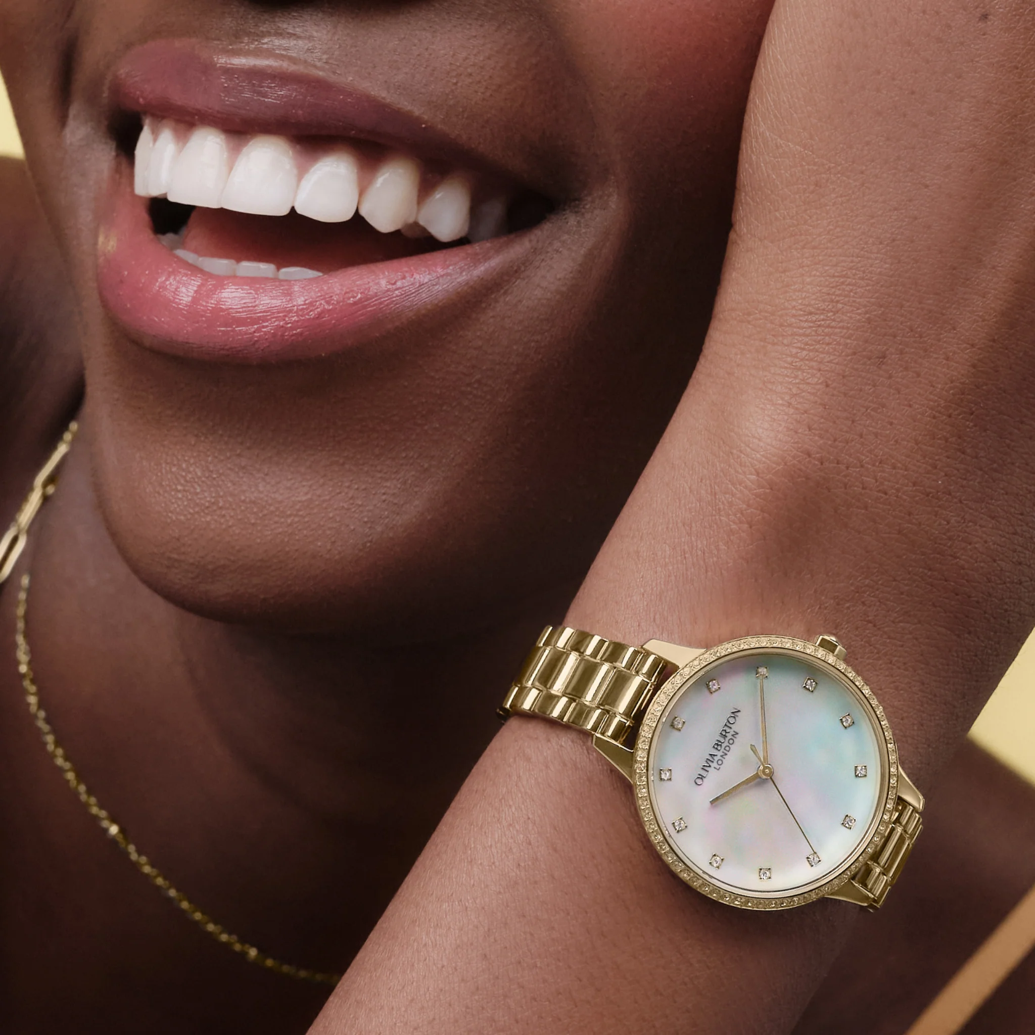 Womens Olivia Burton Gold/Pearlized Dial Captivate Bracelet Watch - Image 5