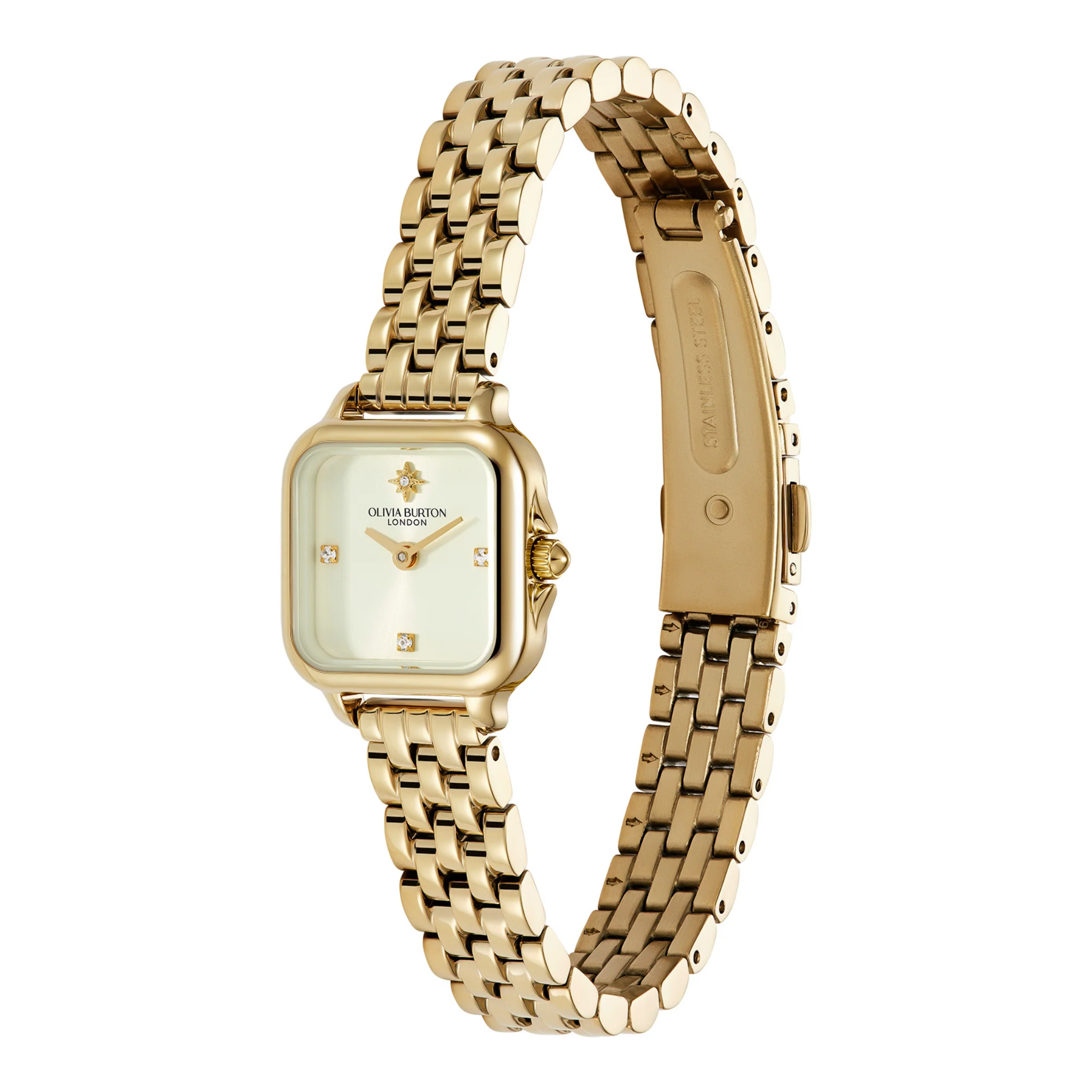 Womens Olivia Burton Gold/White Grosvenor Mini Watch - Image 3