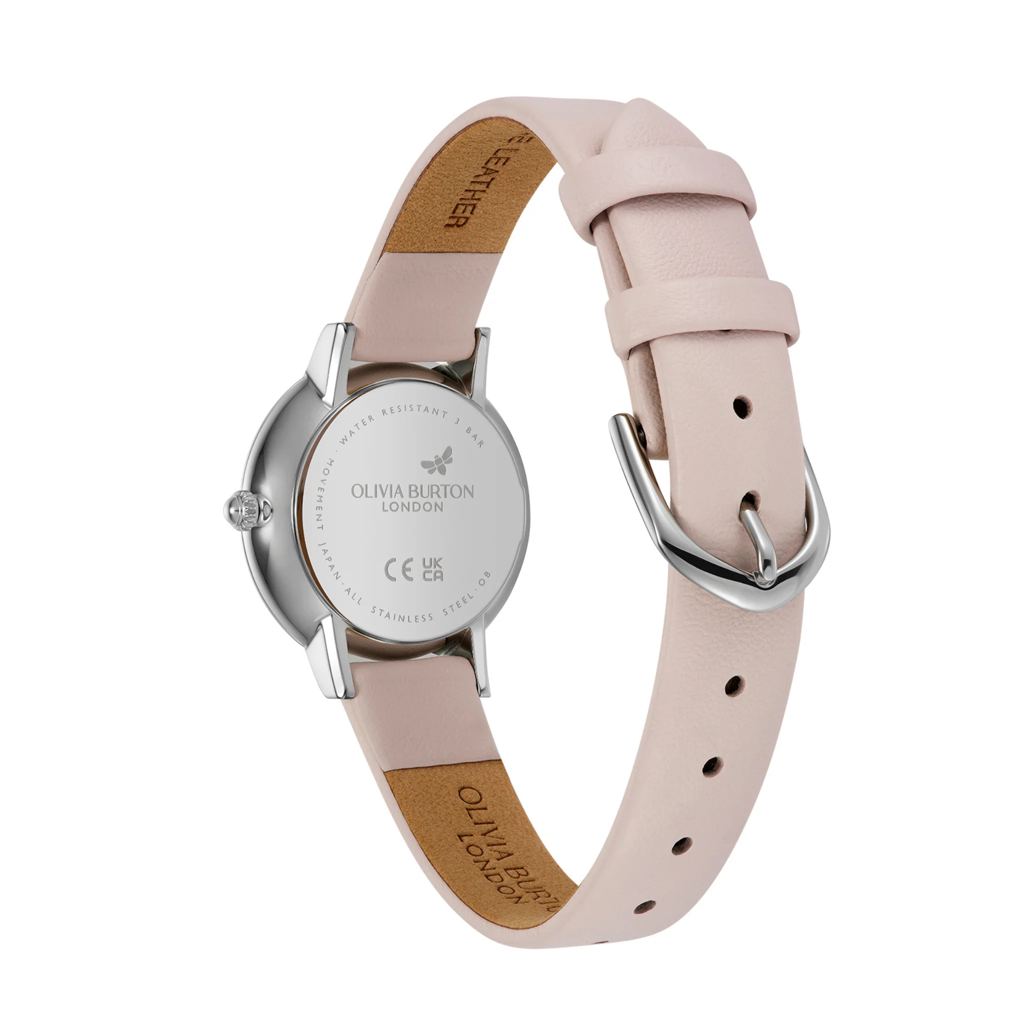 Womens Olivia Burton Pink Honeycomb Ultra Slim Leather Watch - Image 5