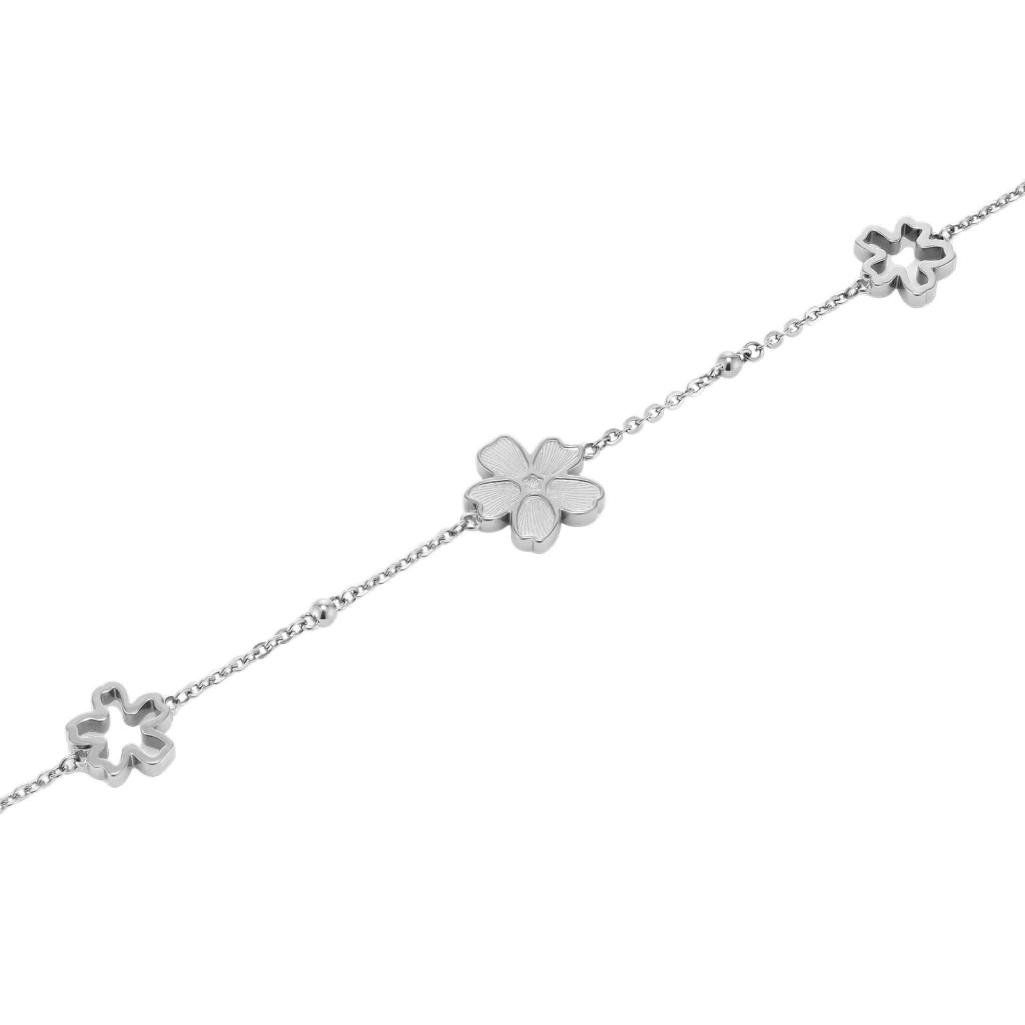 Womens Olivia Burton Silver Floral Forget Me Not Bracelet - Image 3