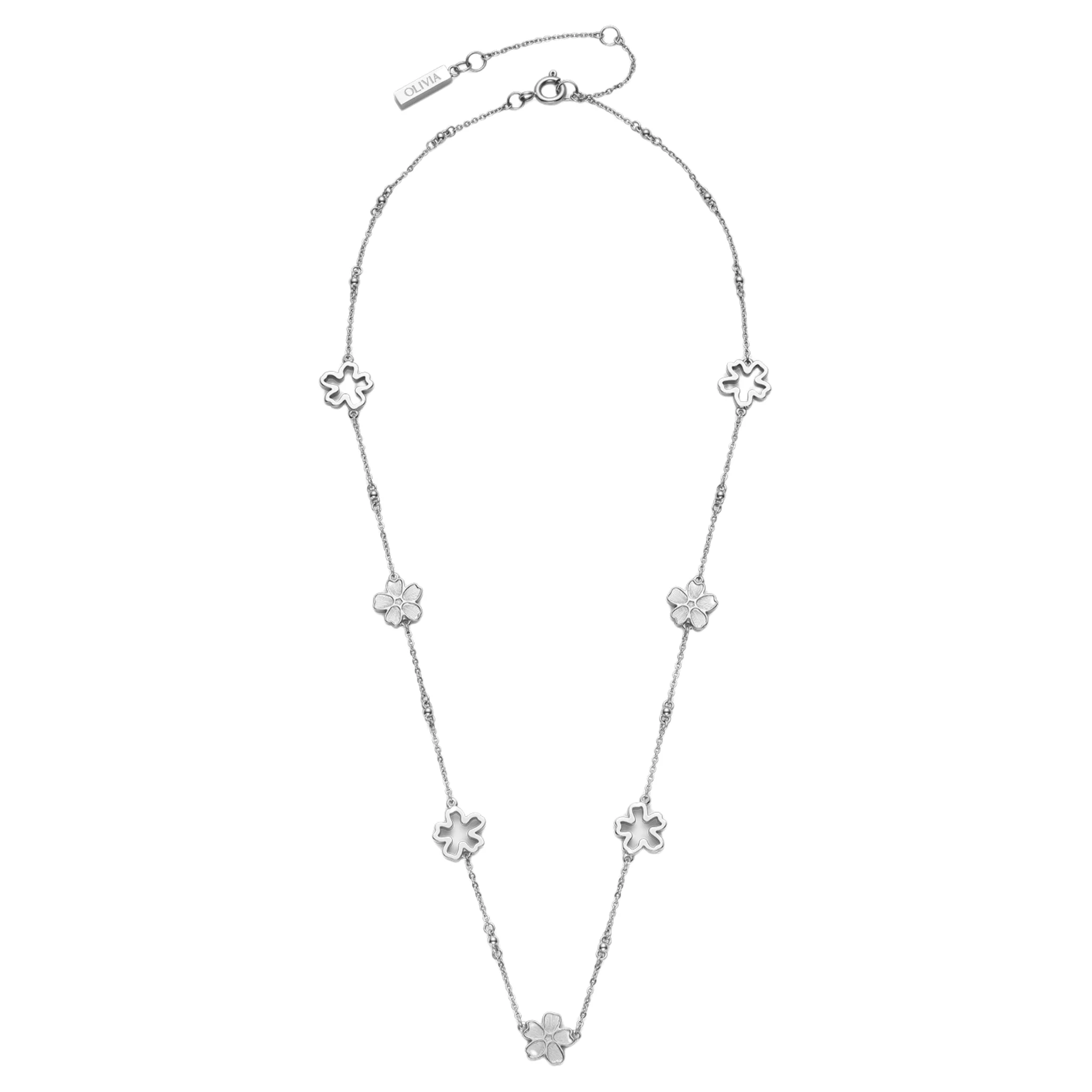 Womens Olivia Burton Silver Floral Forget Me Not Necklace - Image 3