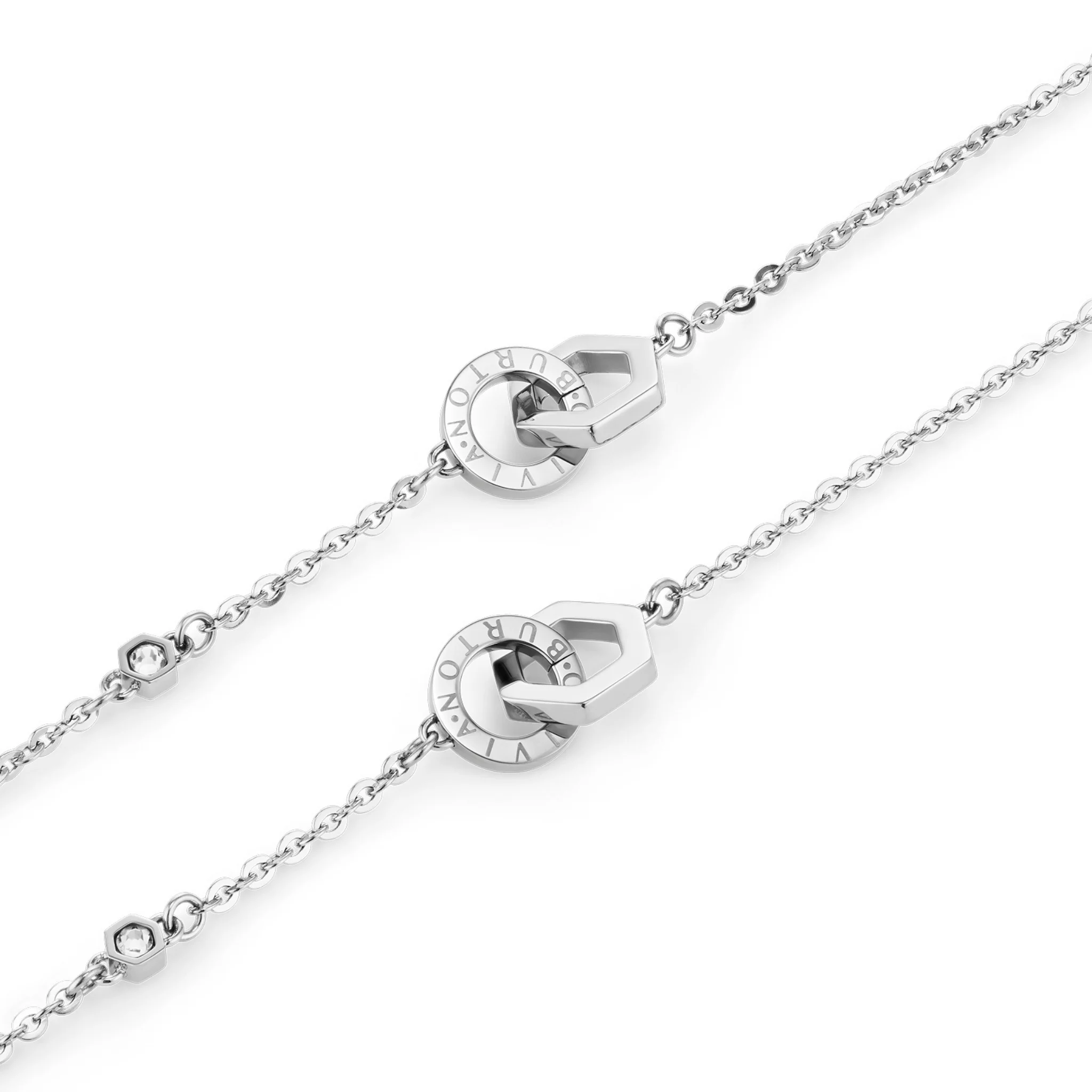 Womens Olivia Burton Silver Interlink Necklace & Bracelet Gift Set - Image 5