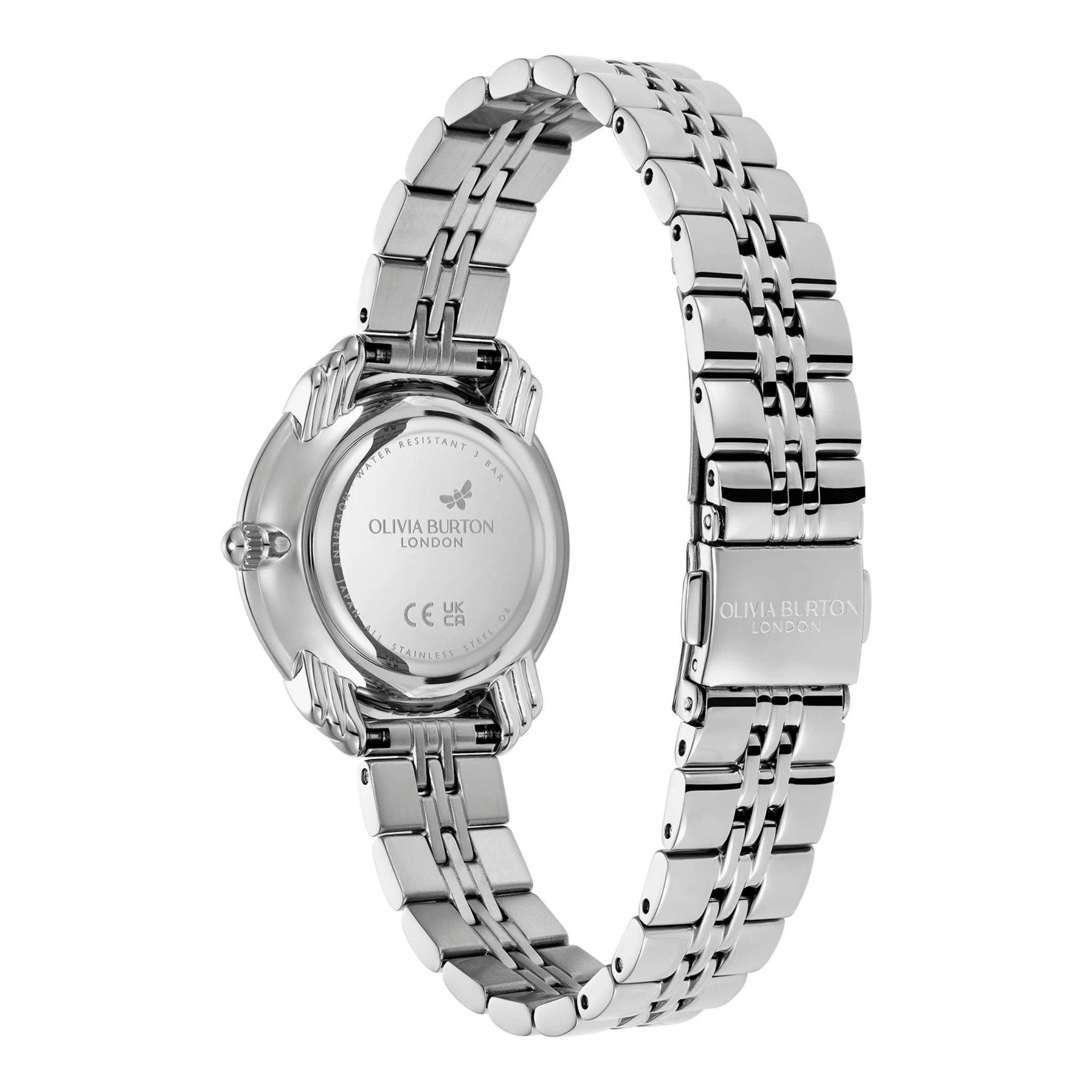 Womens Olivia Burton Silver/Ivory MOP Art Deco 2.0 Link Watch - Image 3