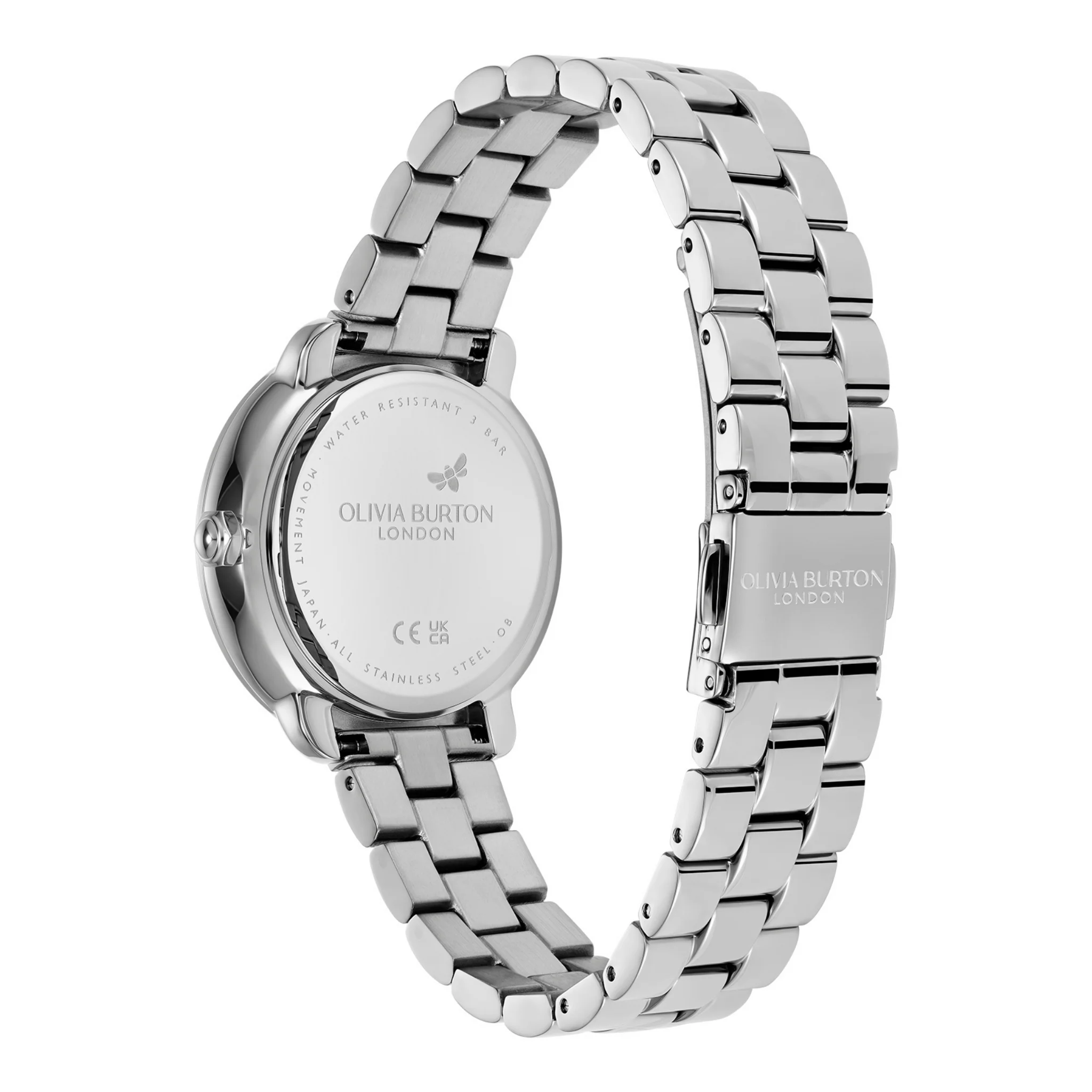 Womens Olivia Burton Silver/Light Pink Moonphase Bracelet Watch - Image 3