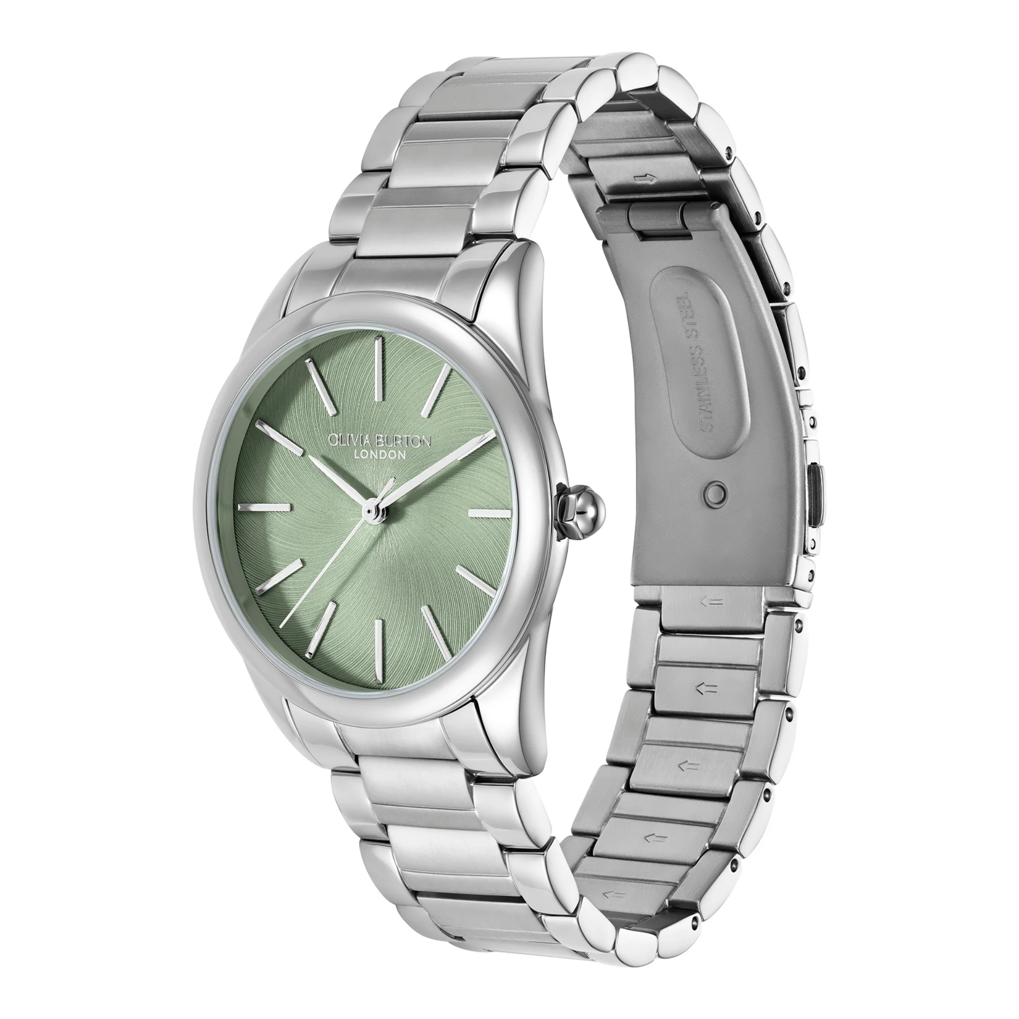 Womens Olivia Burton Silver/Mint Green Glowful Bracelet Watch - Image 2