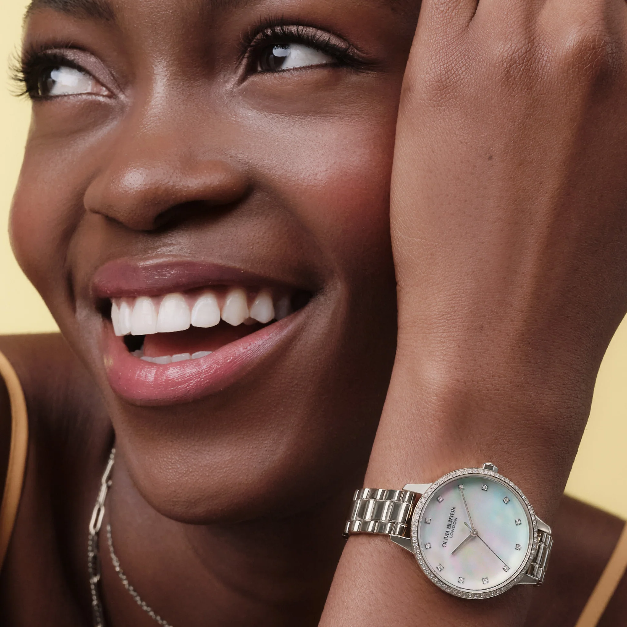 Womens Olivia Burton Silver/Pearlized Dial Captivate Bracelet Watch - Image 2