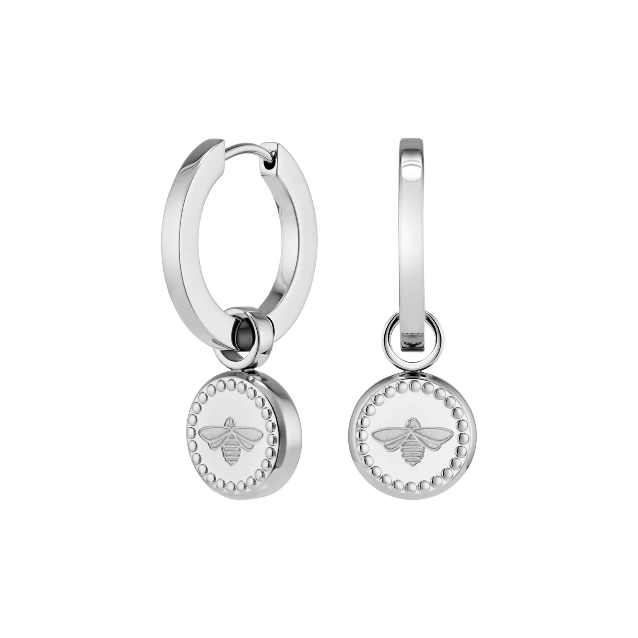 Womens Olivia Burton Silver Signature Bee Charm Hoop Earrings - Image 3