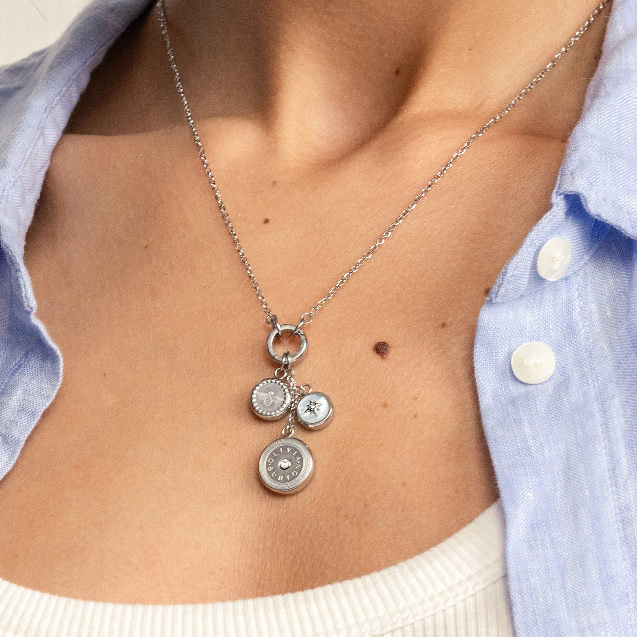 Womens Olivia Burton Silver Signature Charms Necklace - Image 2
