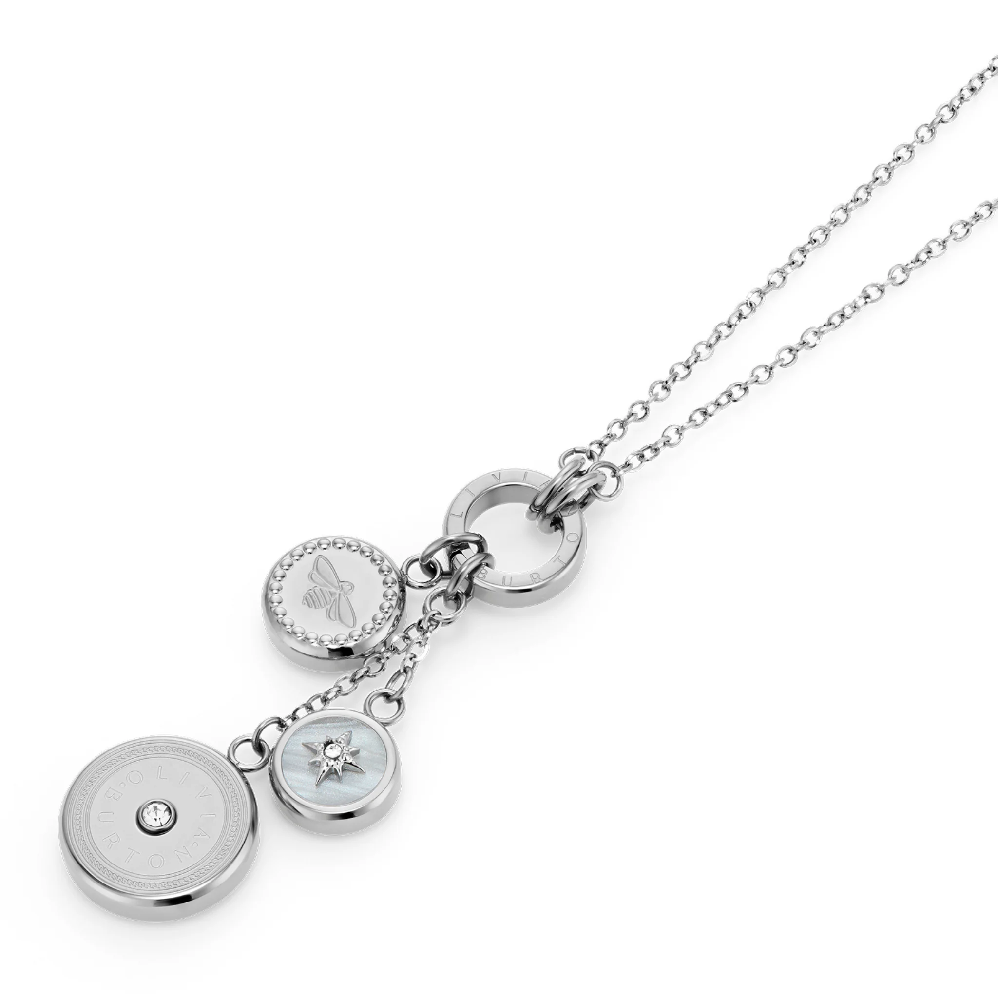 Womens Olivia Burton Silver Signature Charms Necklace - Image 4
