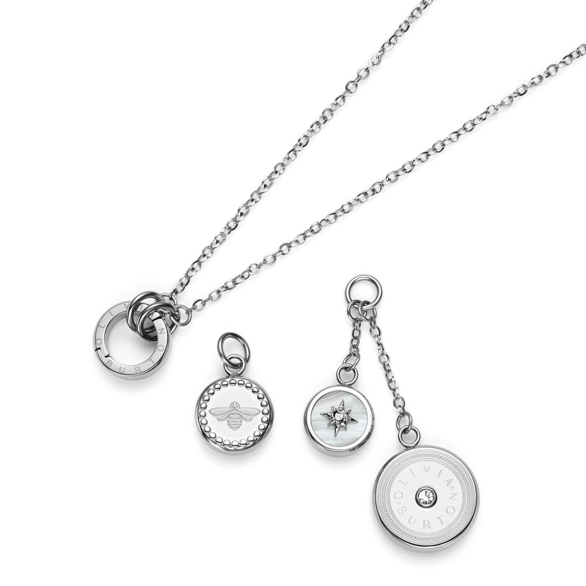 Womens Olivia Burton Silver Signature Charms Necklace - Image 5