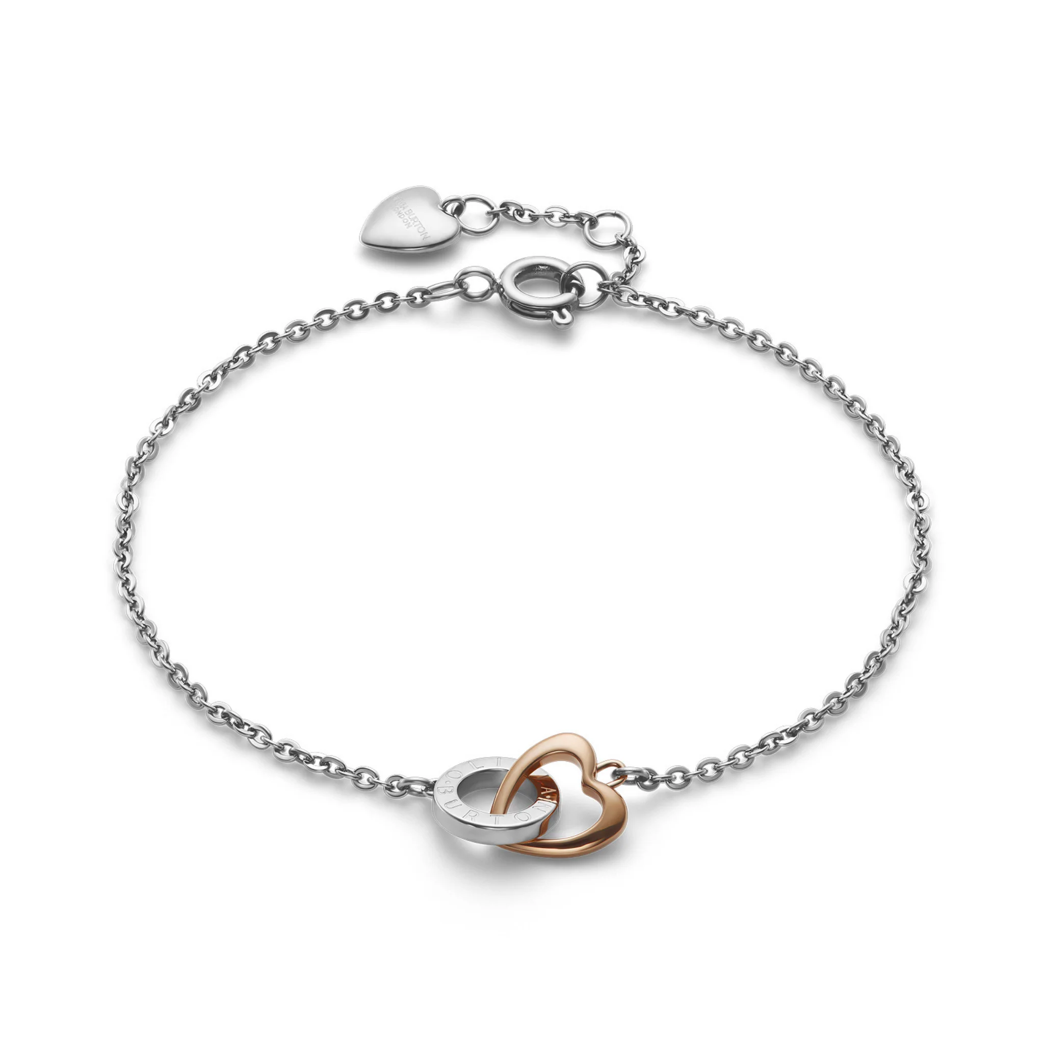 Womens Olivia Burton Silver/Two Tone Heart Interlink Bracelet - Image 3