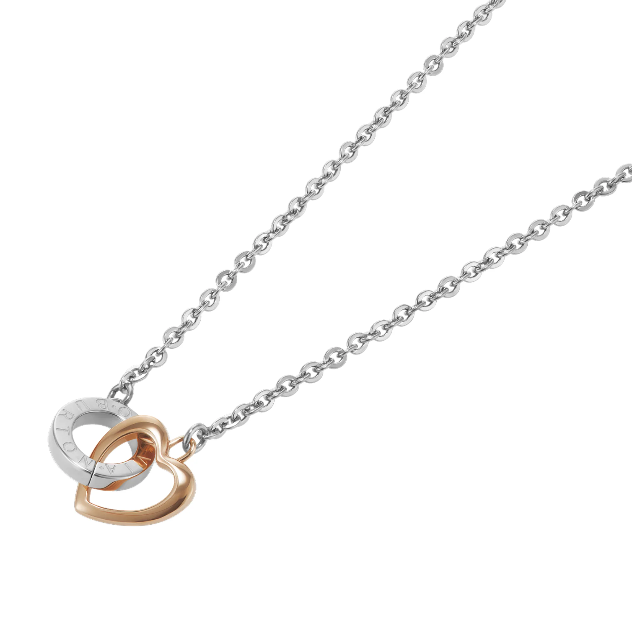 Womens Olivia Burton Silver/Two Tone Heart Interlink Necklace - Image 2