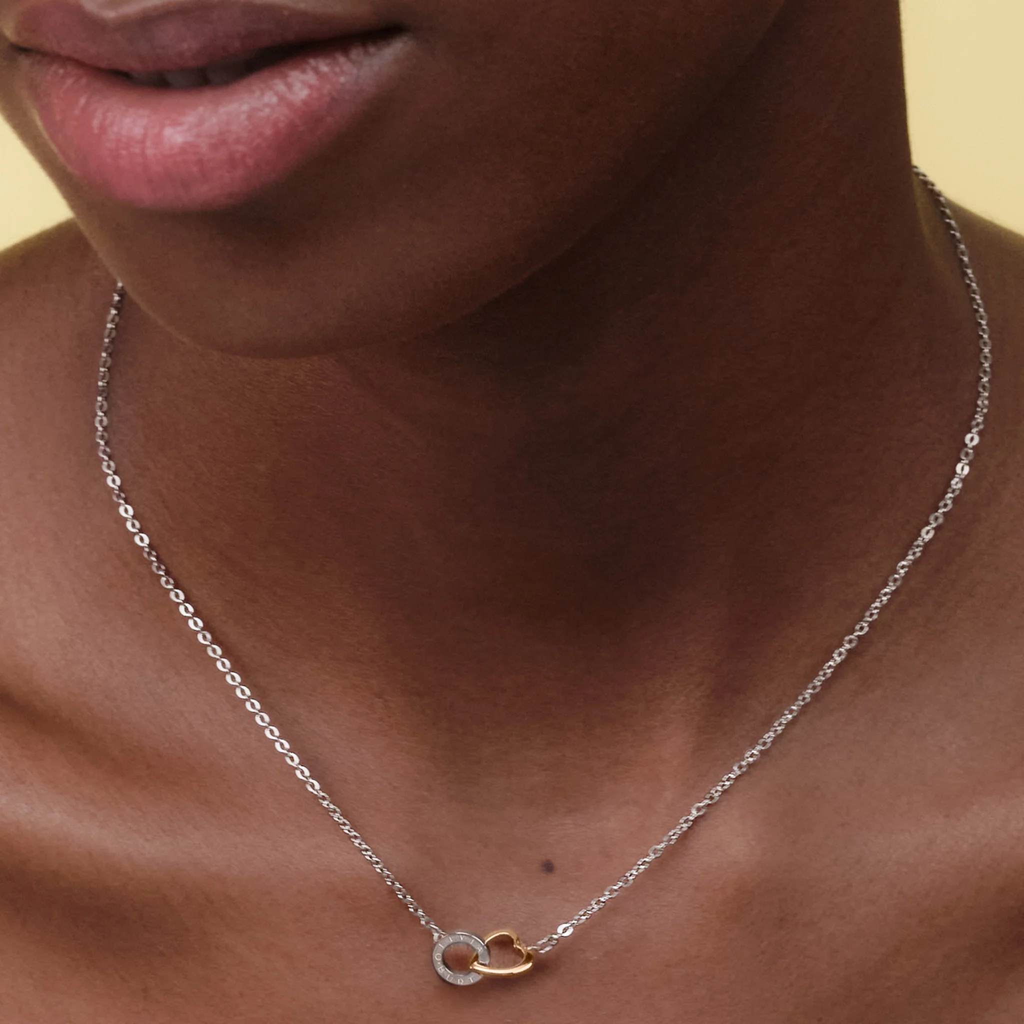Womens Olivia Burton Silver/Two Tone Heart Interlink Necklace - Image 4