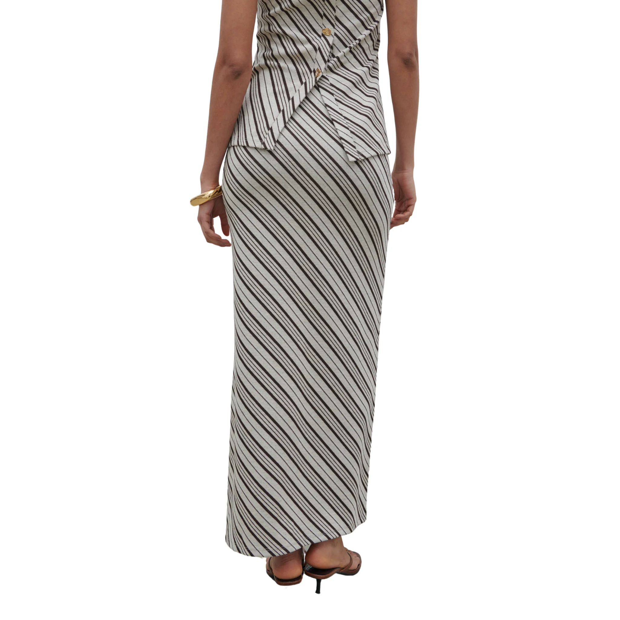 Womens Pretty Lavish Asymmetric Stripe Kali Jersey Skirt - Image 3