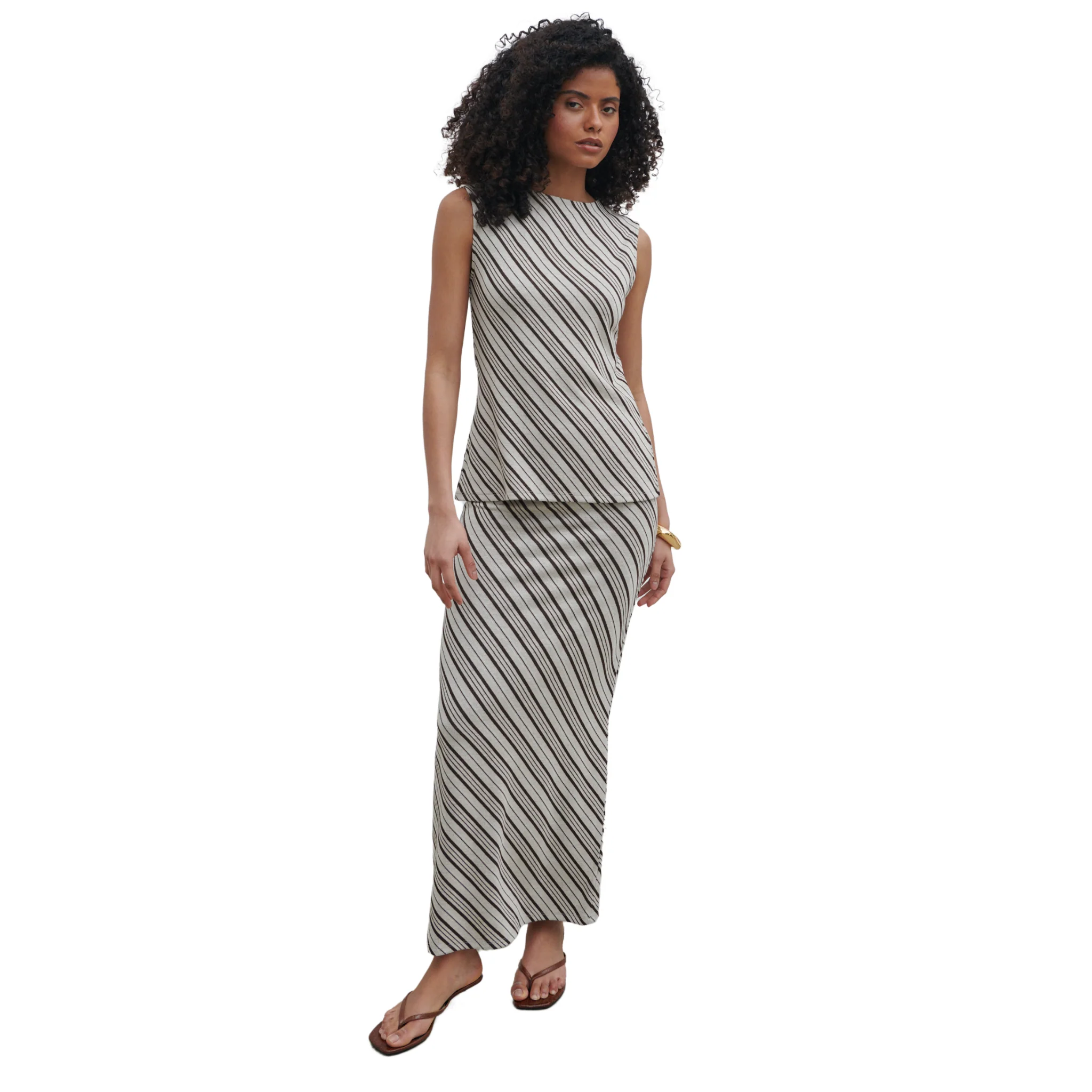 Womens Pretty Lavish Asymmetric Stripe Kali Jersey Skirt - Image 4