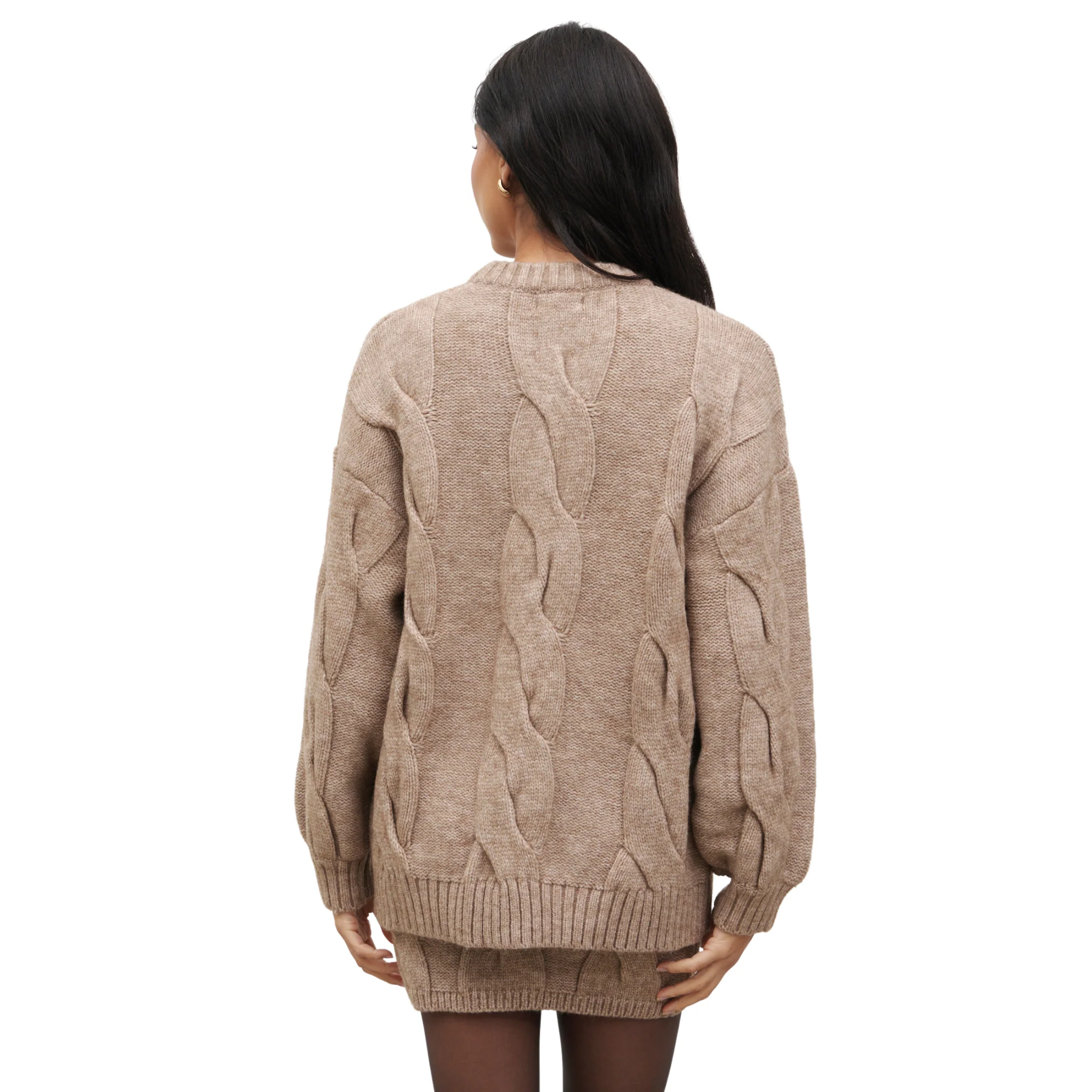 Womens Pretty Lavish Beige Atlantic Chunky Cable Knit Jumper - Image 5