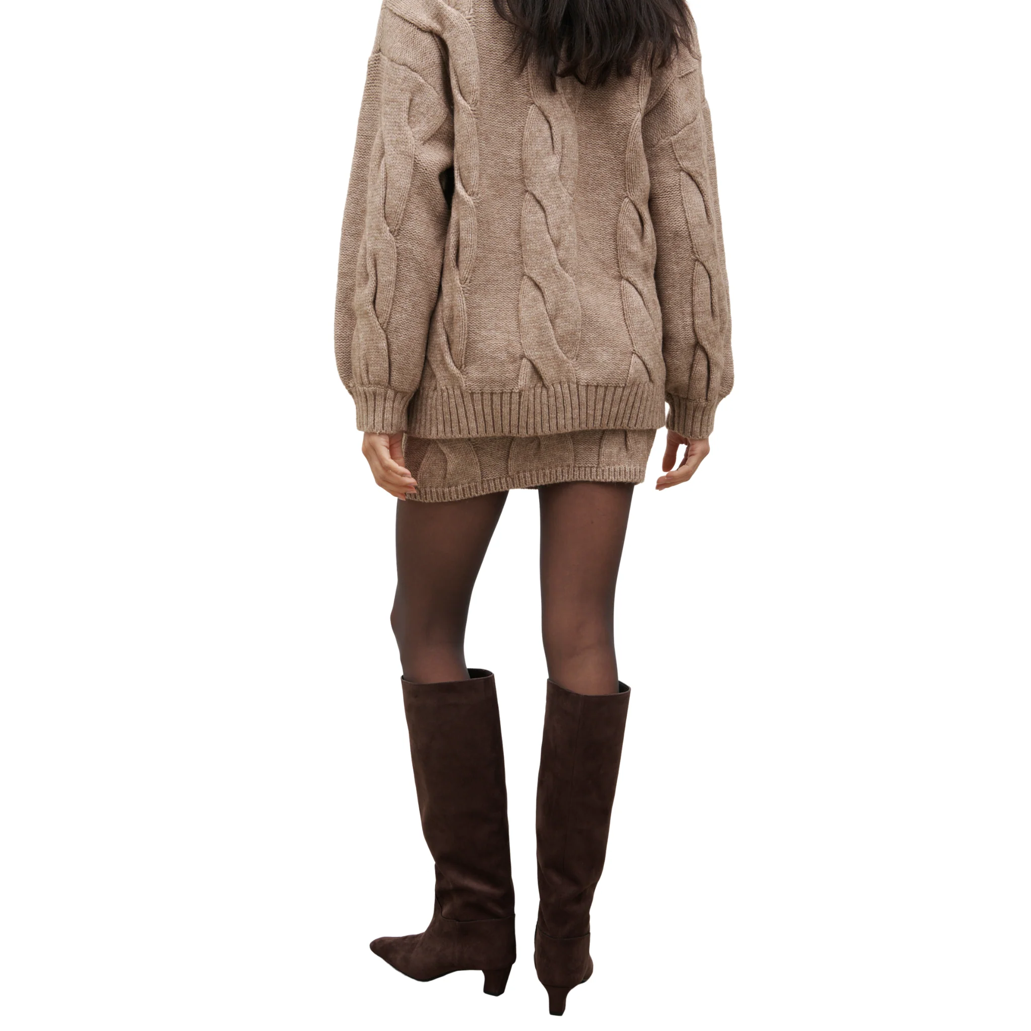 Womens Pretty Lavish Beige Atlantic Chunky Cable Knit Mini Skirt - Image 3