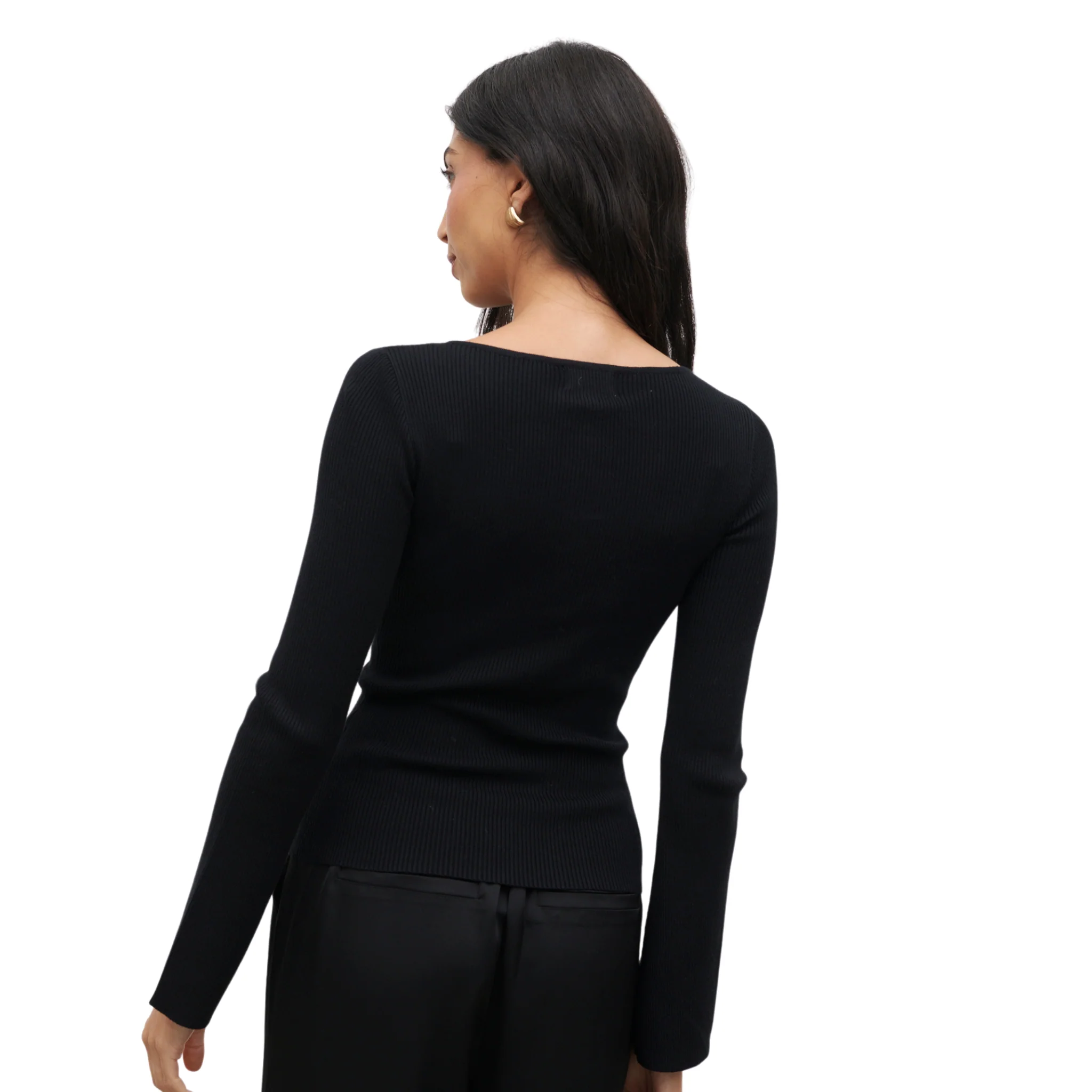 Womens Pretty Lavish Black Sissi Fine Knit Button Detail Top - Image 4