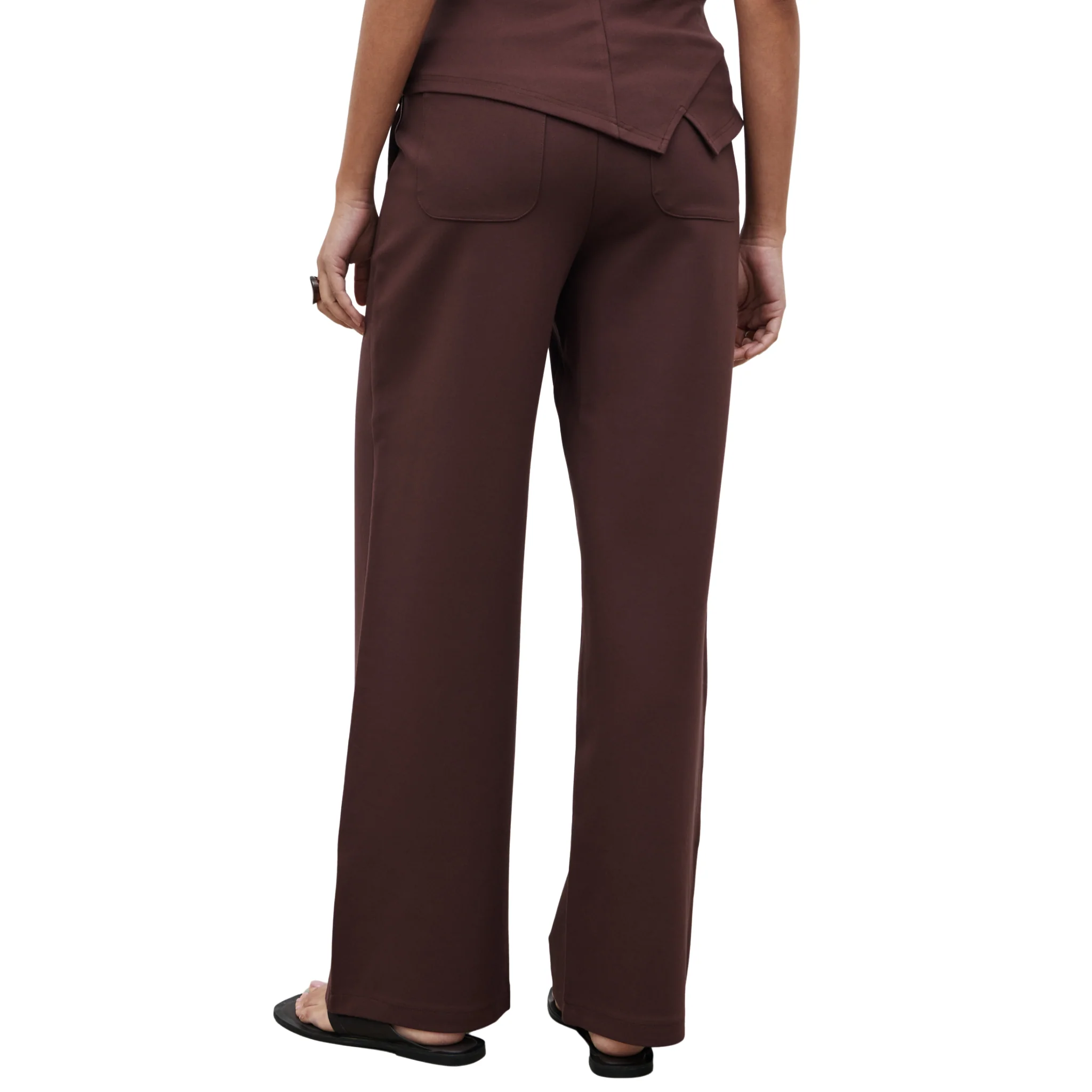 Womens Pretty Lavish Brown Marni Straight Leg Jersey Trousers - Image 5