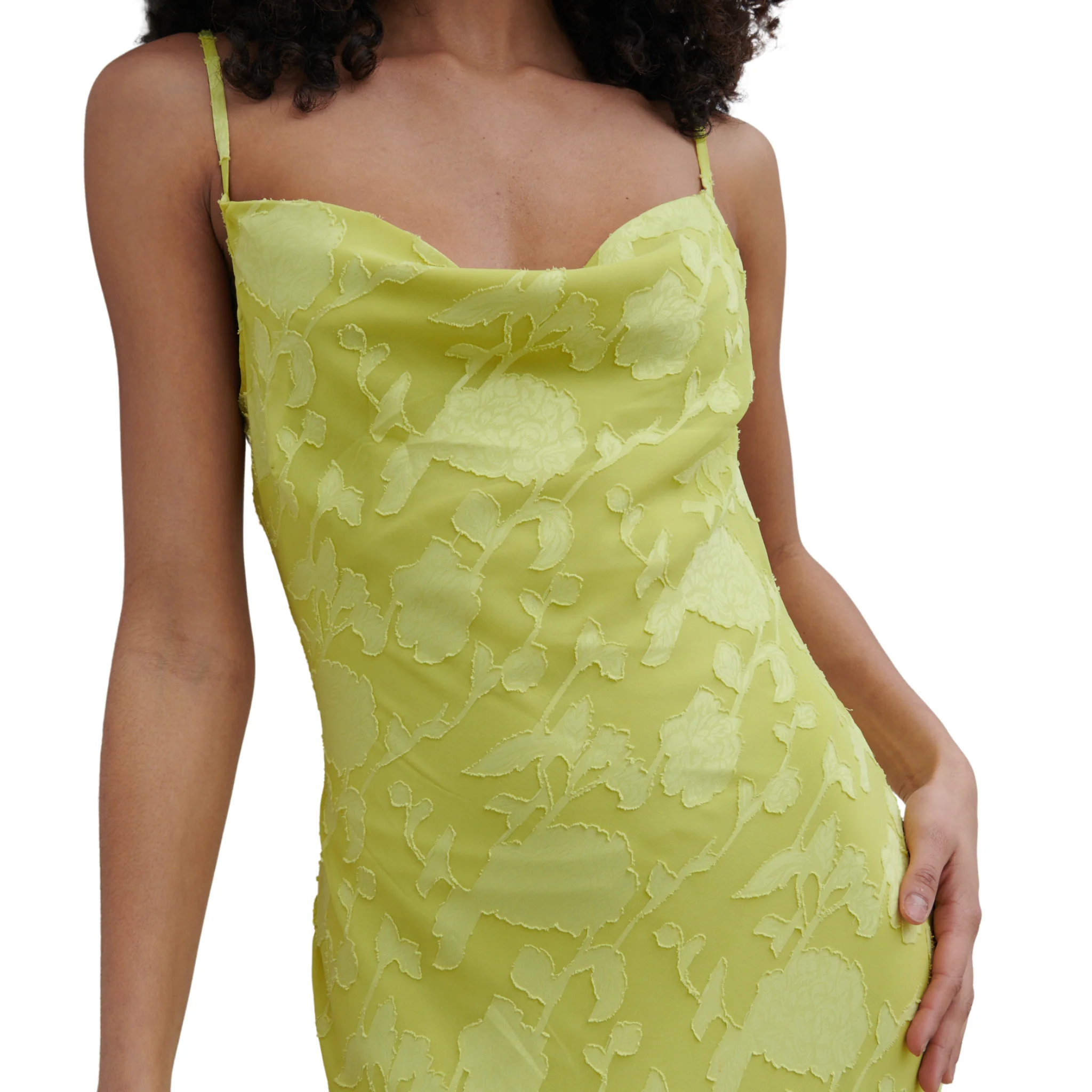Womens Pretty Lavish Chartreuse Eden Jacquard Maxi Dress - Image 3