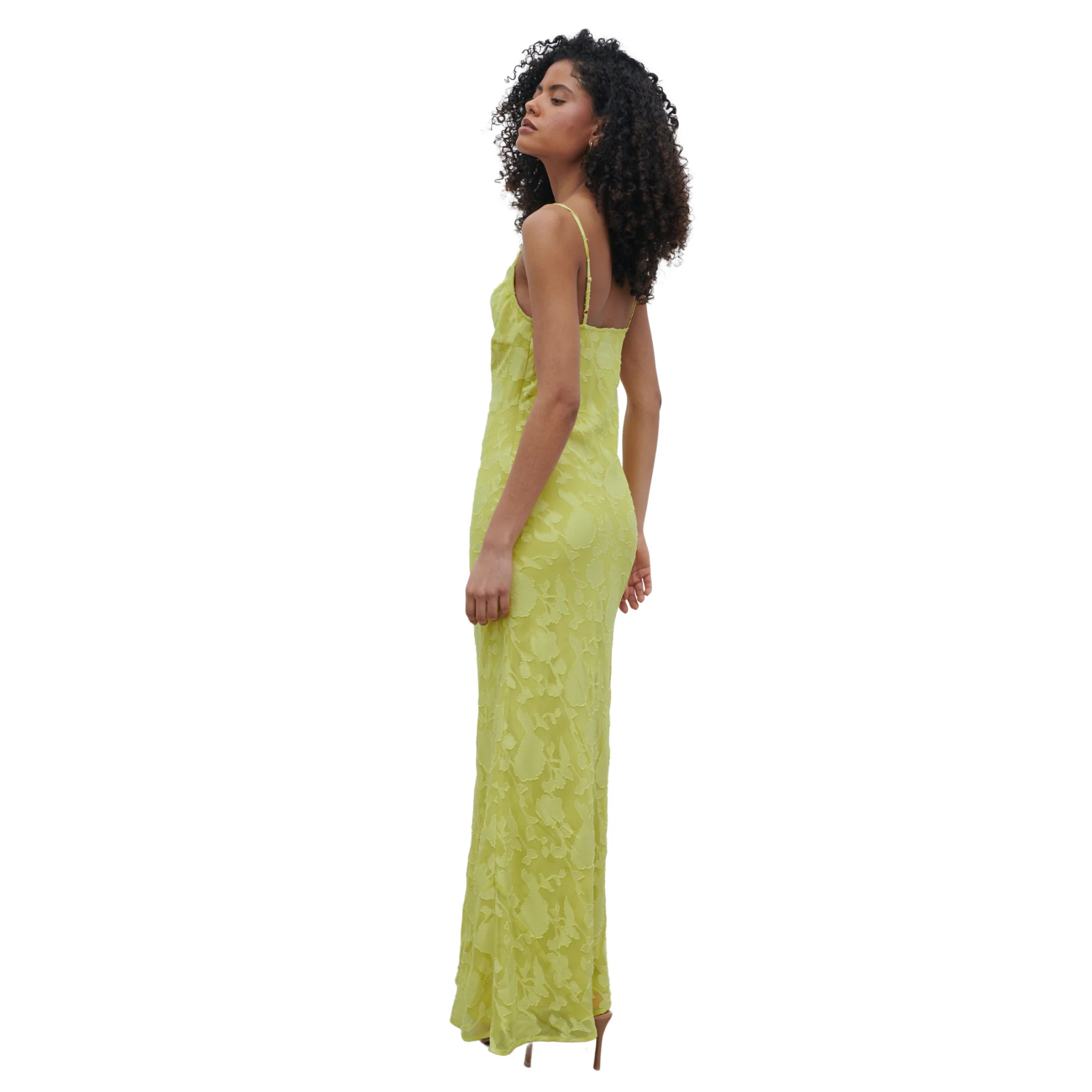 Womens Pretty Lavish Chartreuse Eden Jacquard Maxi Dress - Image 5