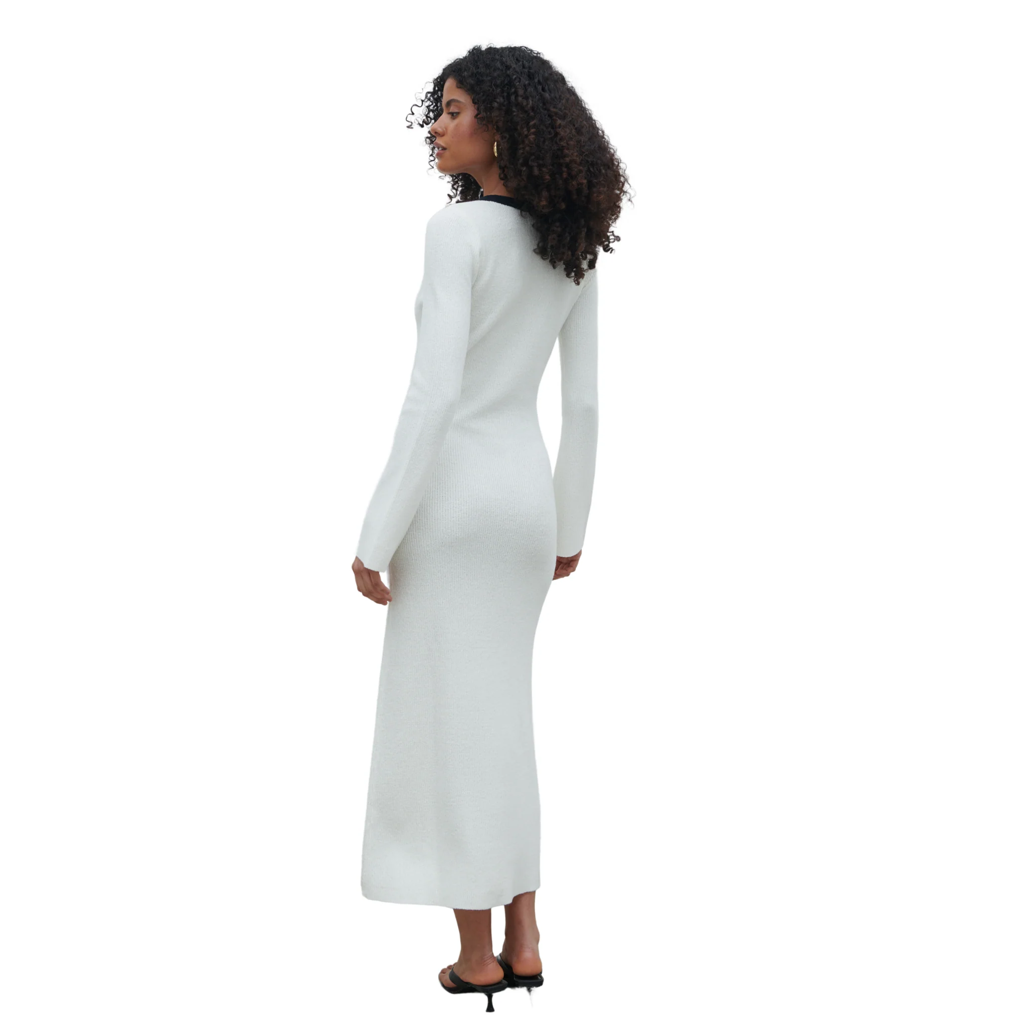 Womens Pretty Lavish Cream & Black Ailey Contrast Knit Midaxi Dress - Image 4
