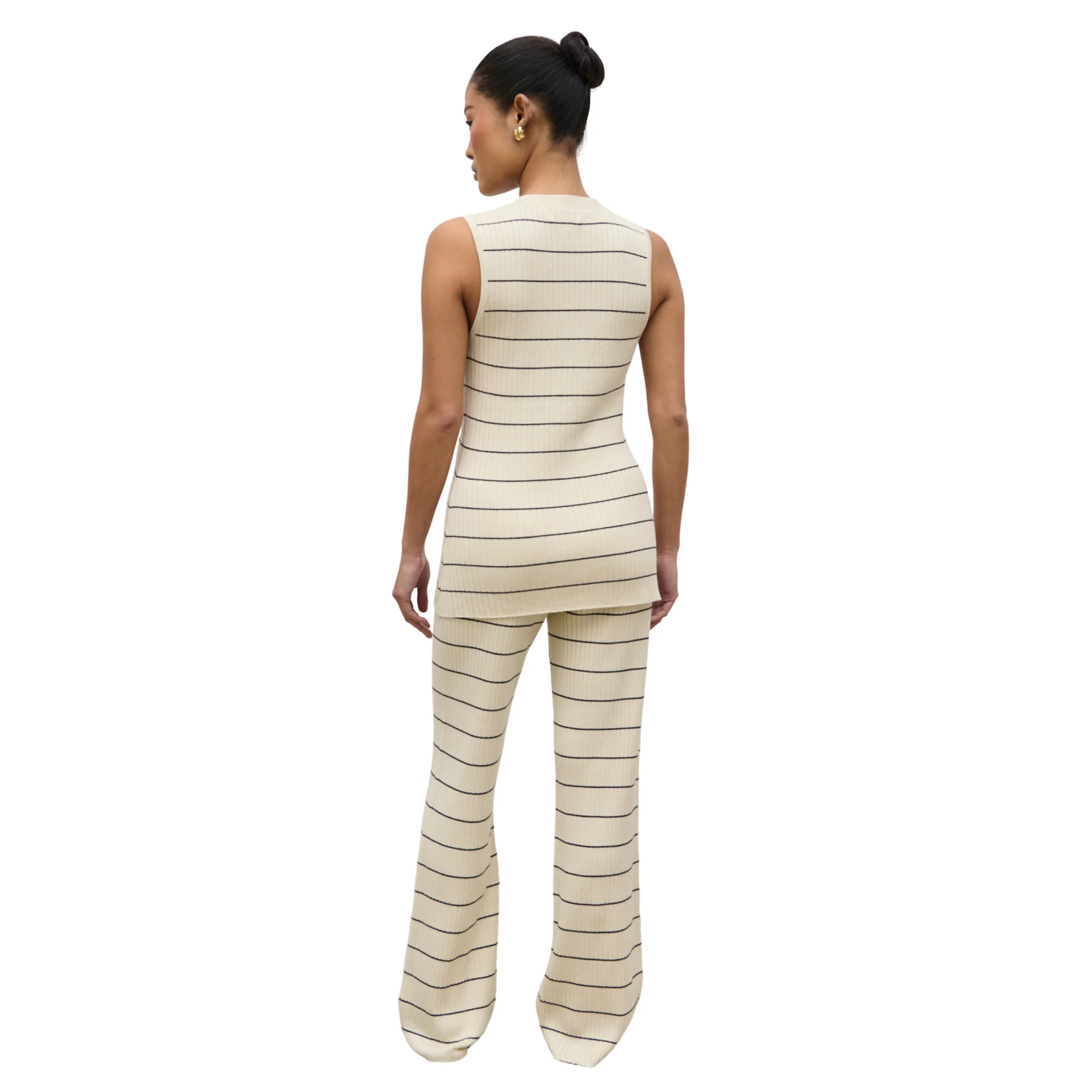 Womens Pretty Lavish Cream/Black Hattie Stripe Knit Waistcoat - Image 5