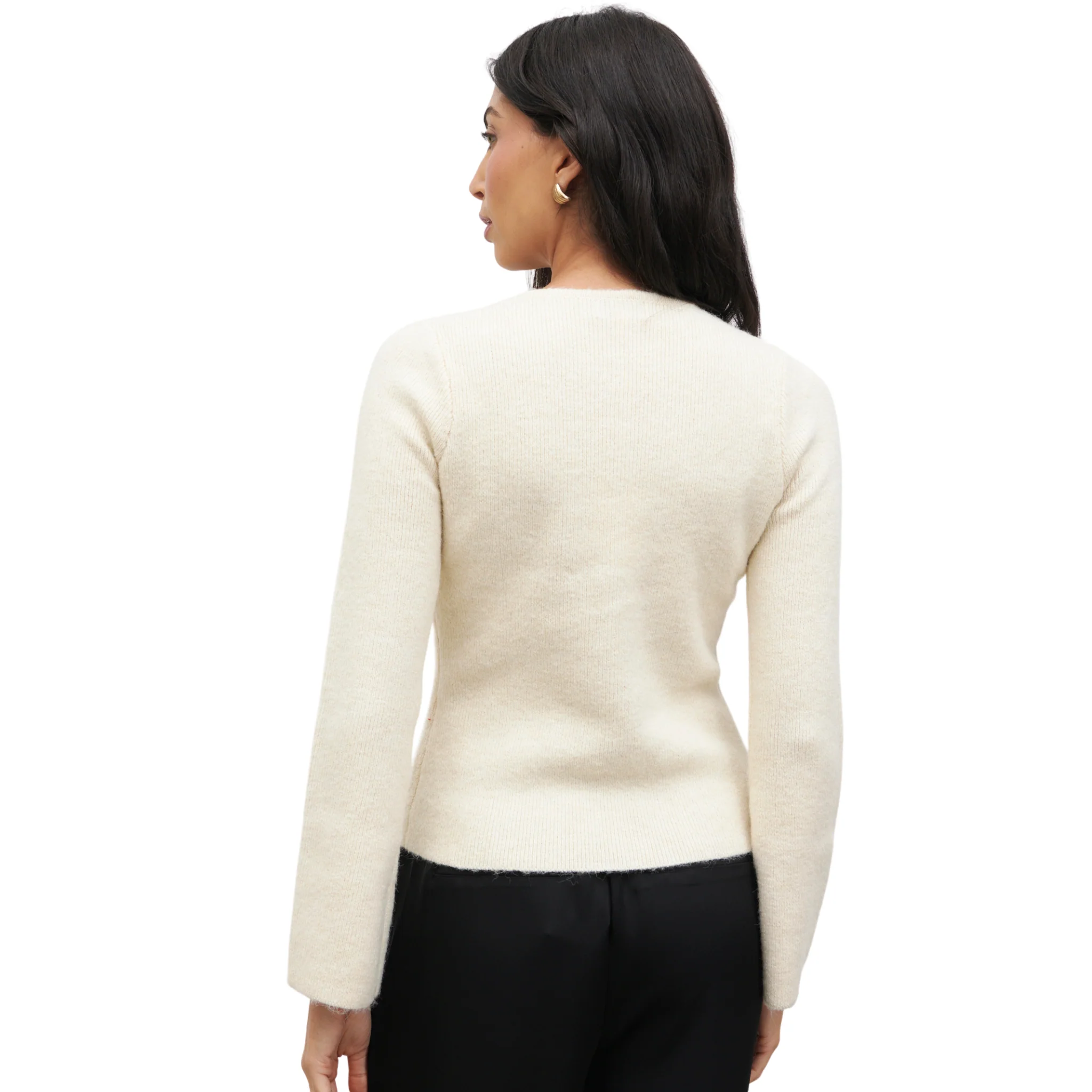 Womens Pretty Lavish Cream/Black Sophia Bow Tie Front Knit - Image 5