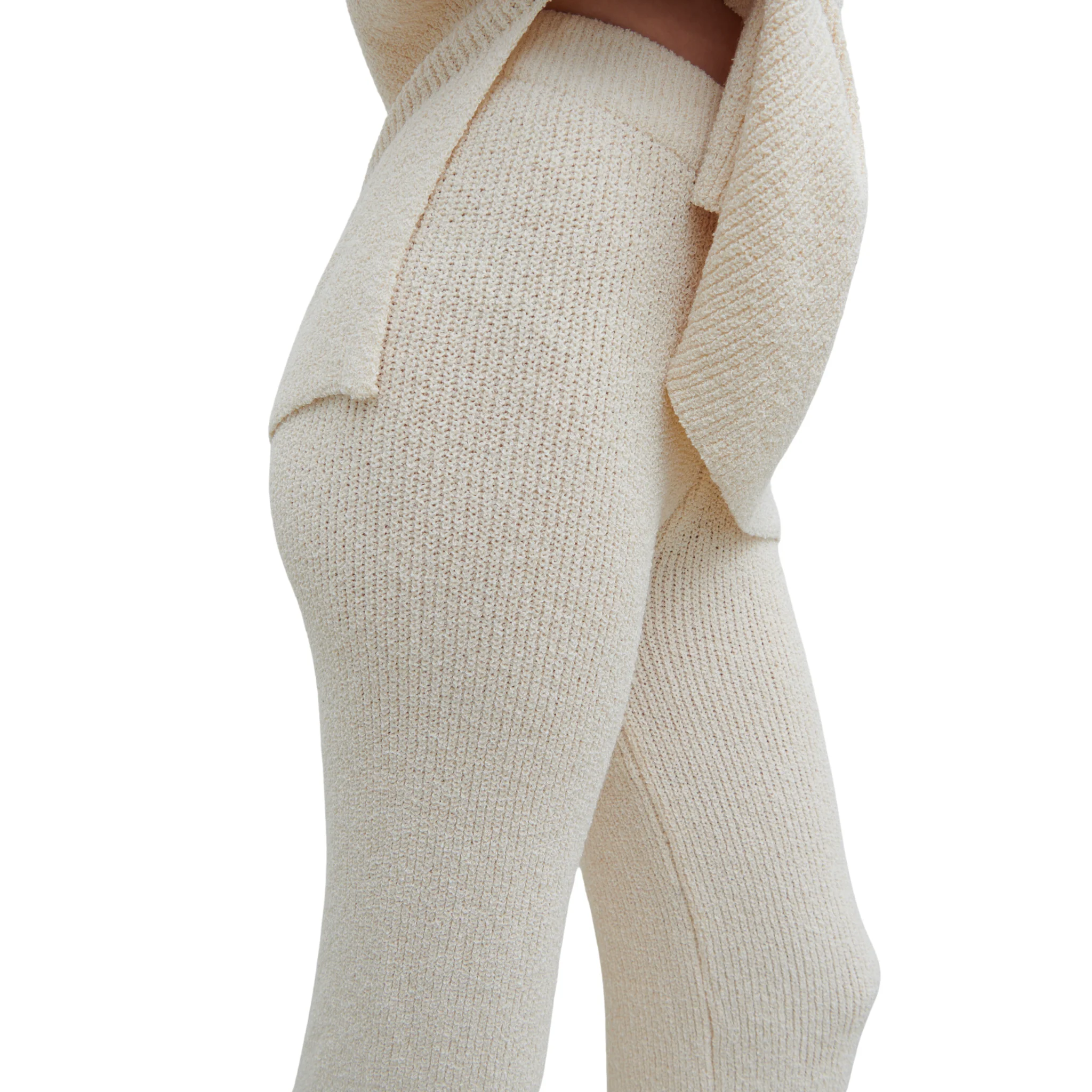 Womens Pretty Lavish Cream Katya Rib Knit Trousers - Image 2