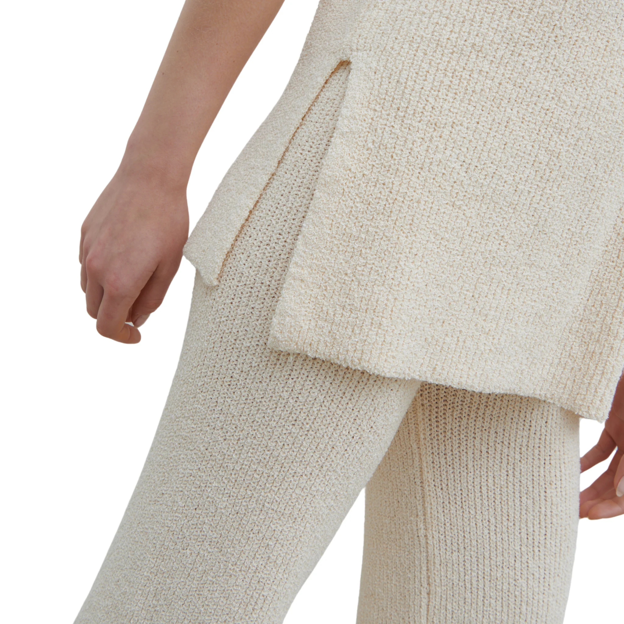 Womens Pretty Lavish Cream Katya Rib Knit Trousers - Image 5