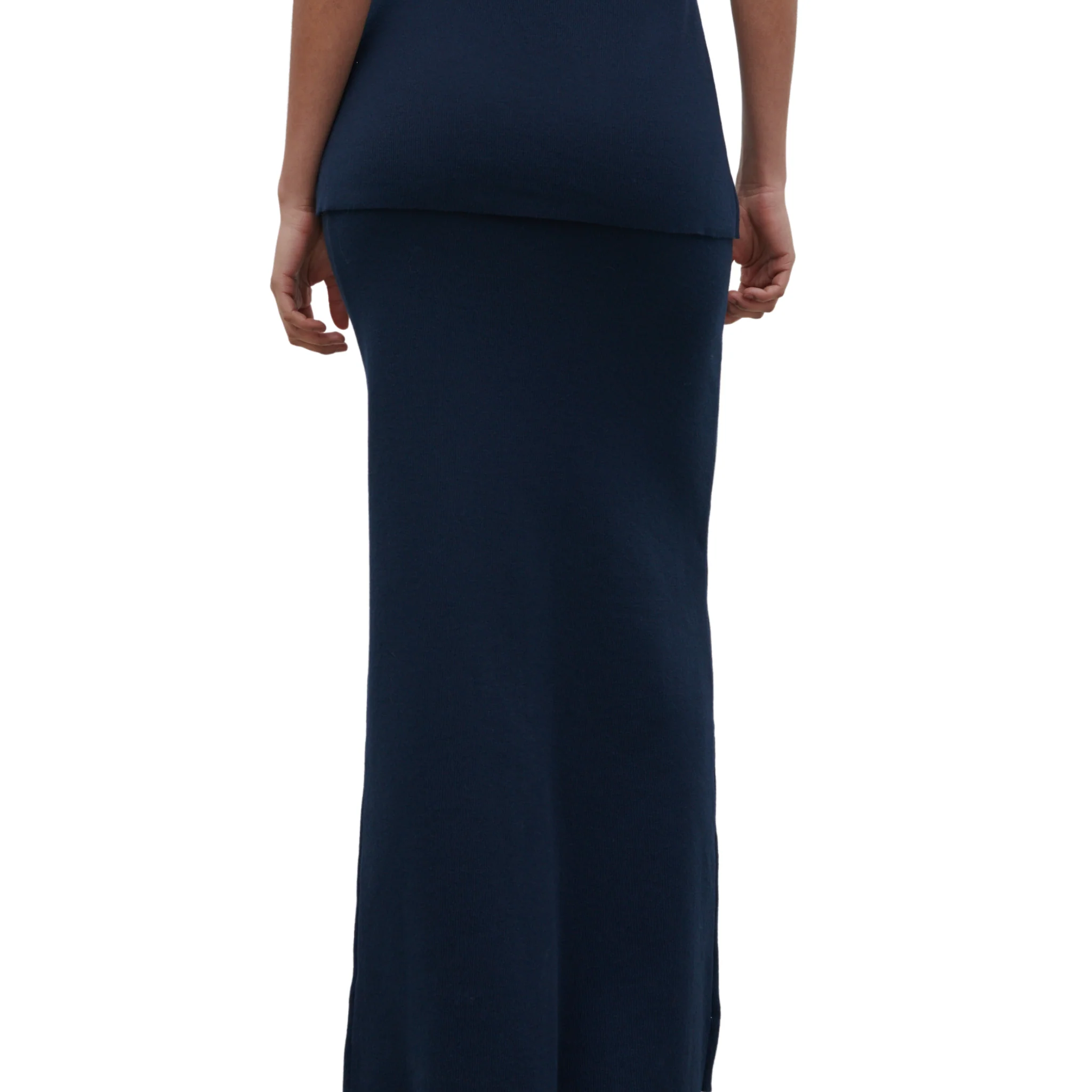 Womens Pretty Lavish Navy Alba Knit Maxi Skirt - Image 3