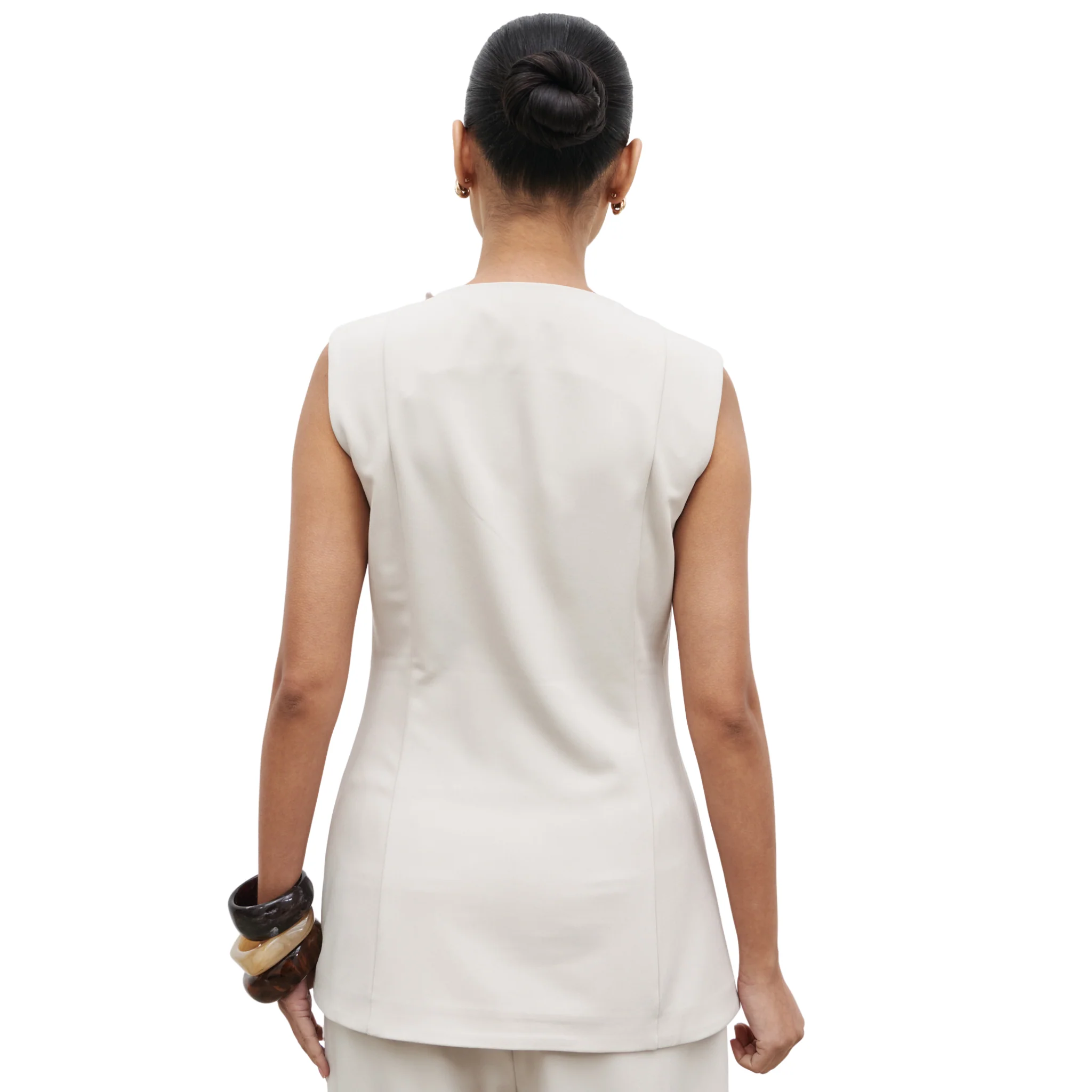 Womens Pretty Lavish Stone Brylee Asymmetric Button Waistcoat - Image 5