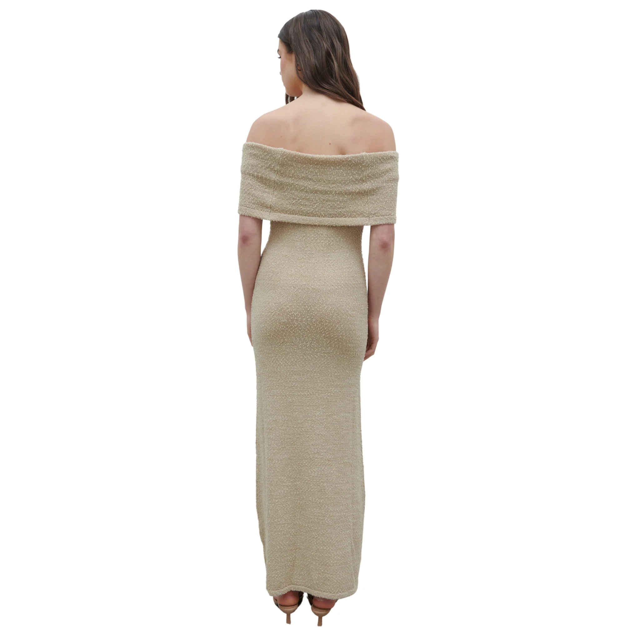 Womens Pretty Lavish Stone Selma Boucle Knit Midaxi Dress - Image 4