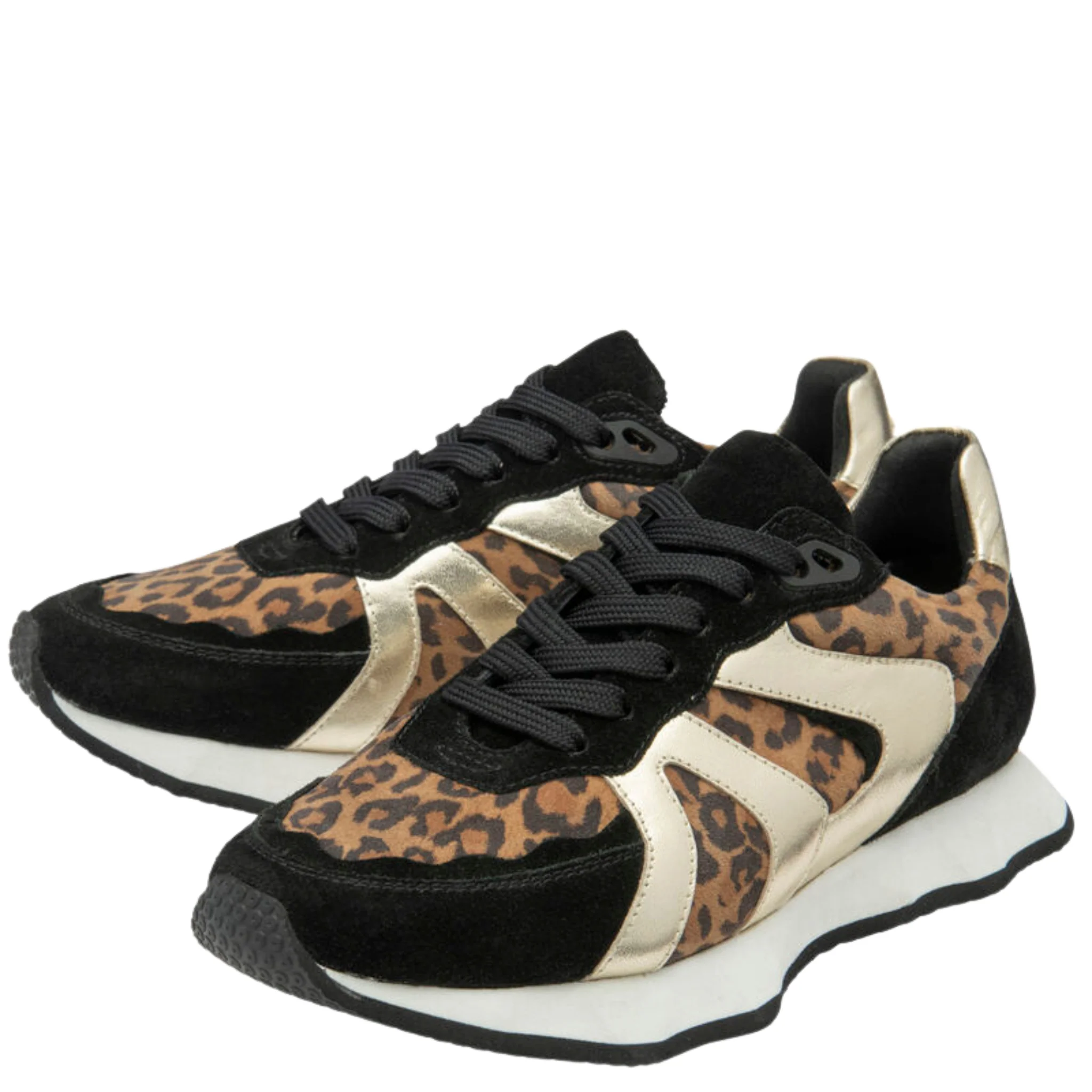 Womens Ravel Black/Gold/Animal Innes Trainers - Image 2
