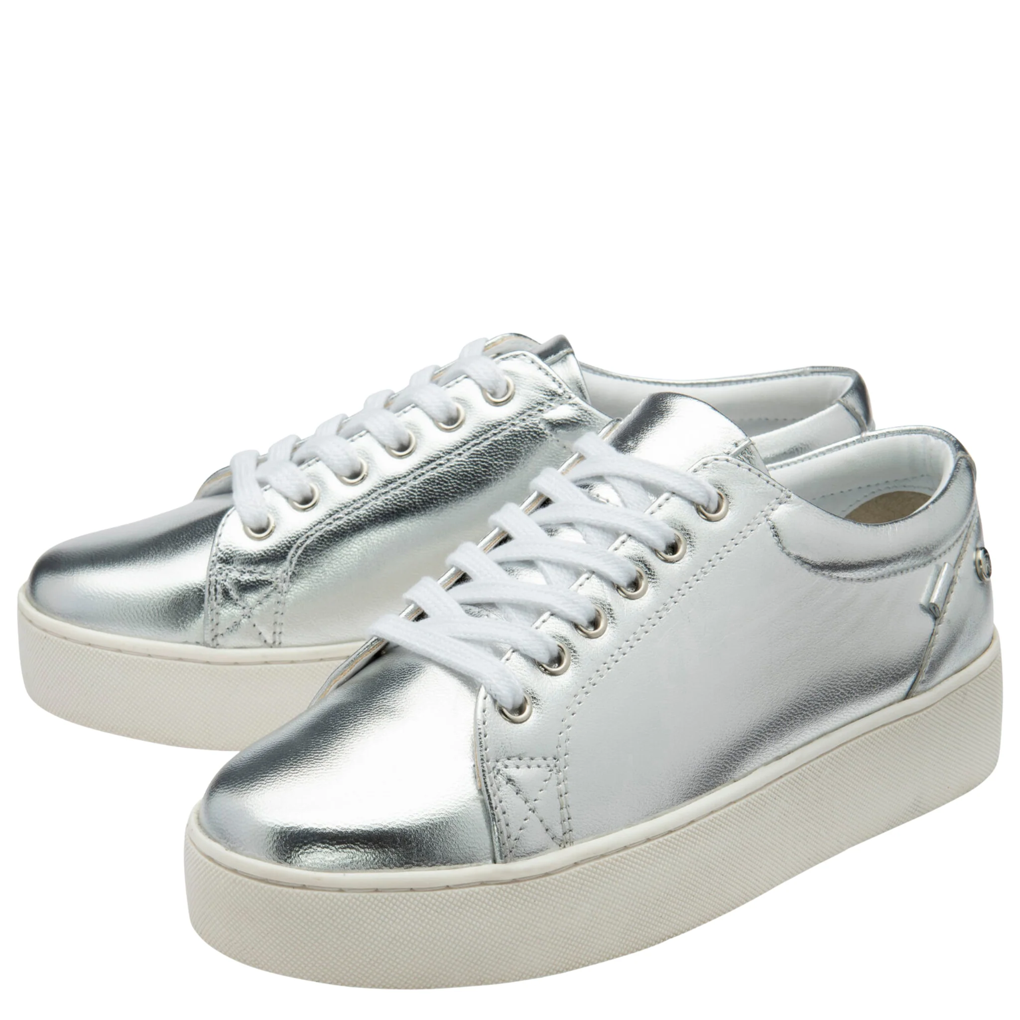 Womens Ravel Silver Leather Solon Trainers - Image 2