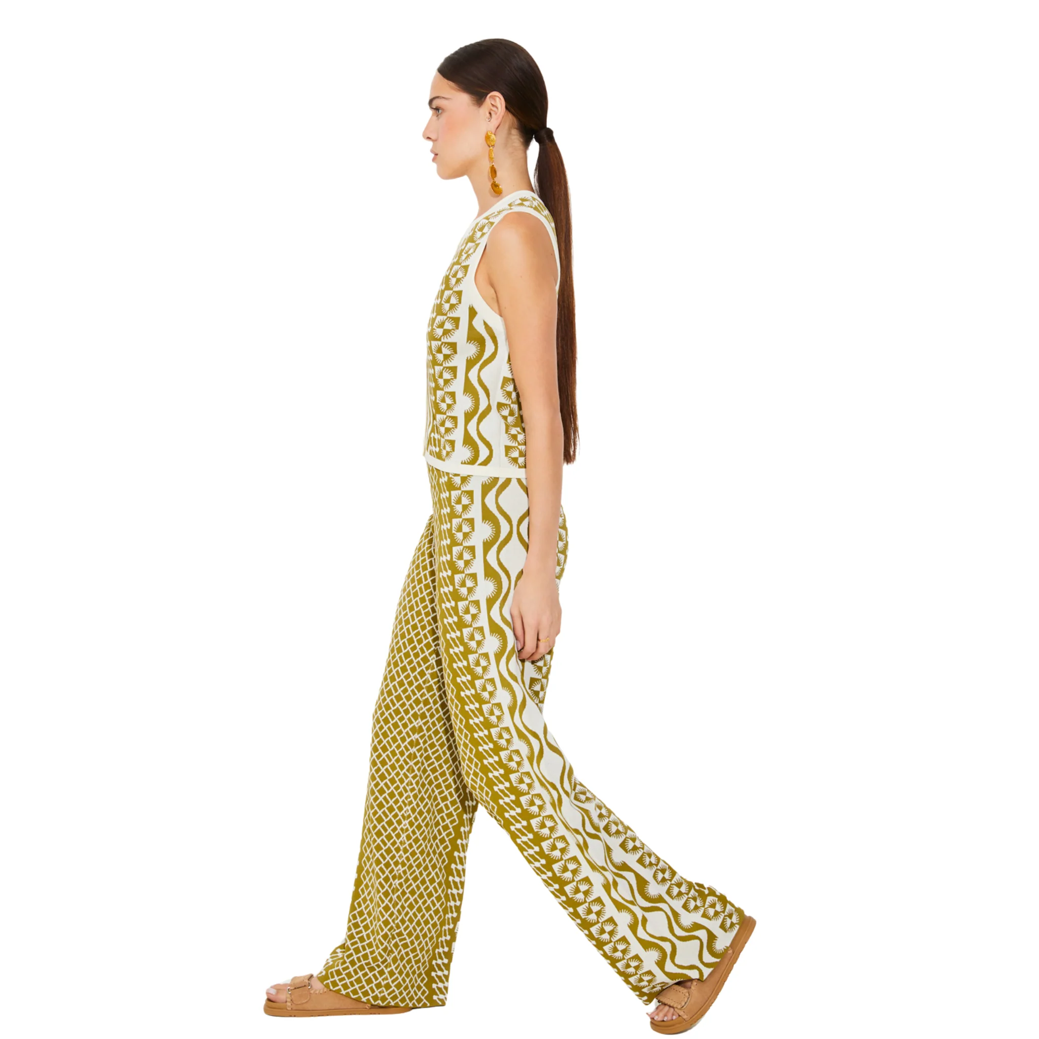 Womens Suncoo Khaki Jonas Knitted Co-ord Trousers - Image 4