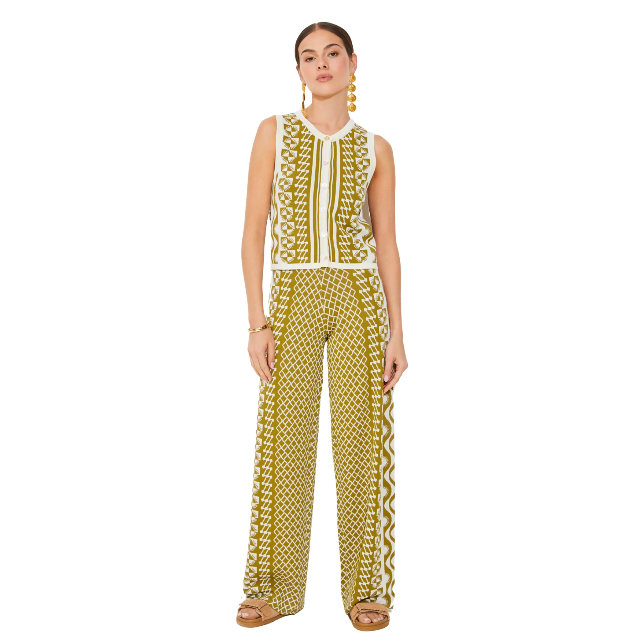 Womens Suncoo Khaki Jonas Knitted Co-ord Trousers - Image 5