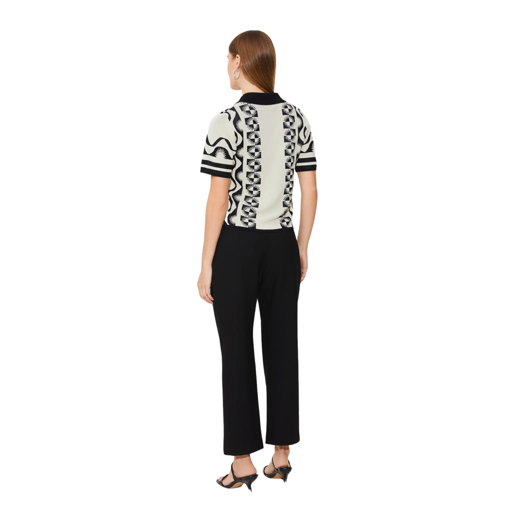 Womens Suncoo Noir Multi Gabera Knitted Polo Top - Image 4