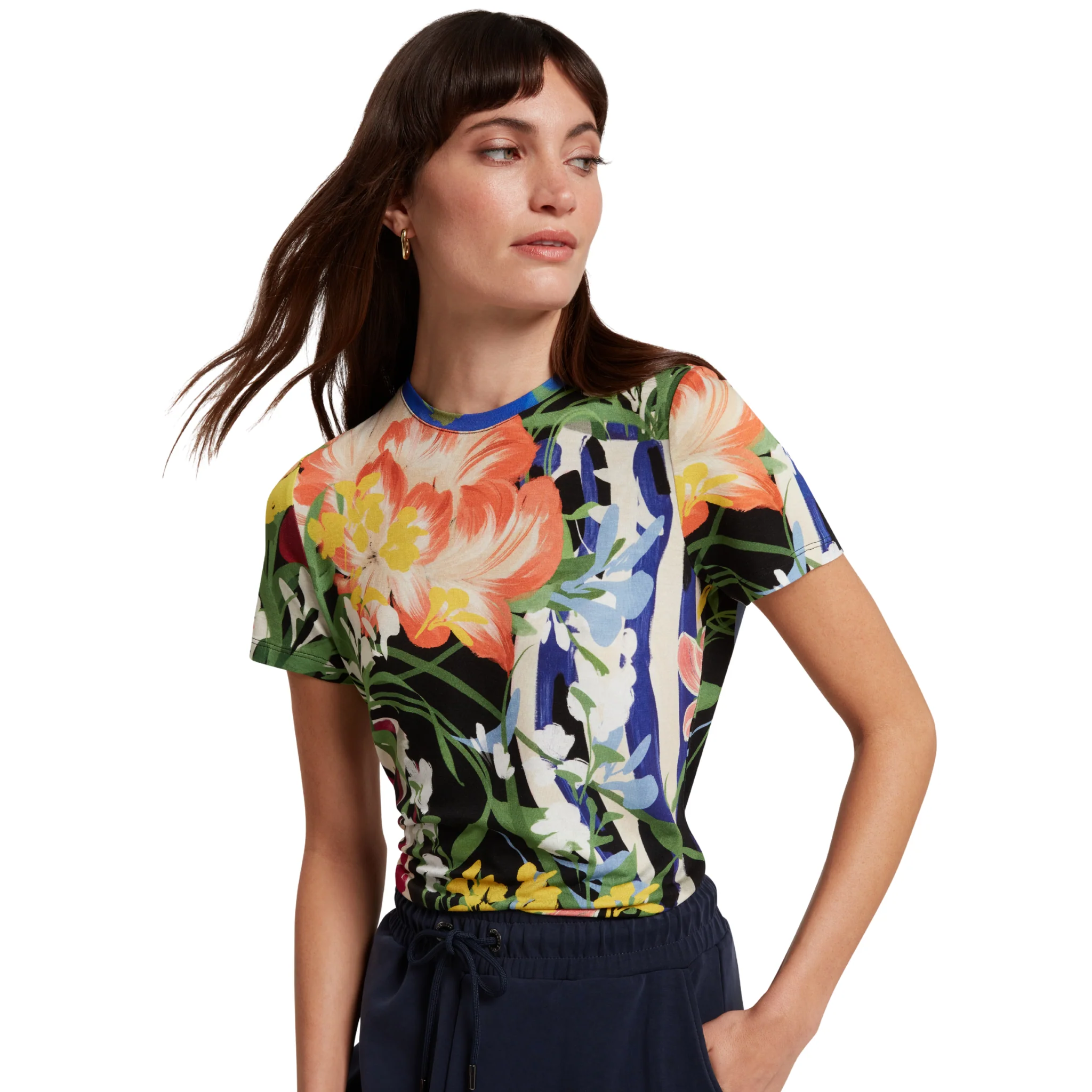 Womens Ted Baker Black Calthie Printed Fitted S/s T Shirt - Image 4
