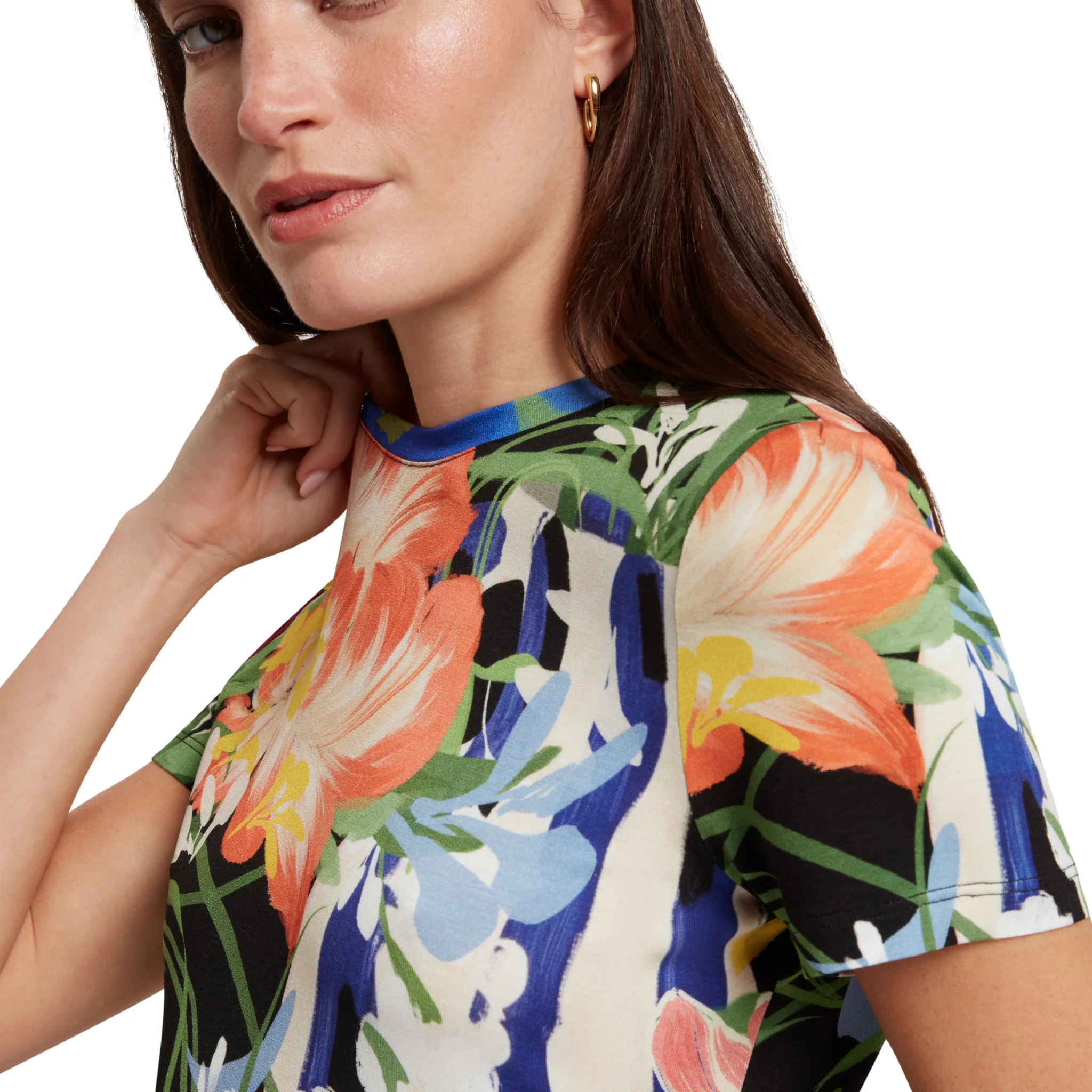 Womens Ted Baker Black Calthie Printed Fitted S/s T Shirt - Image 6
