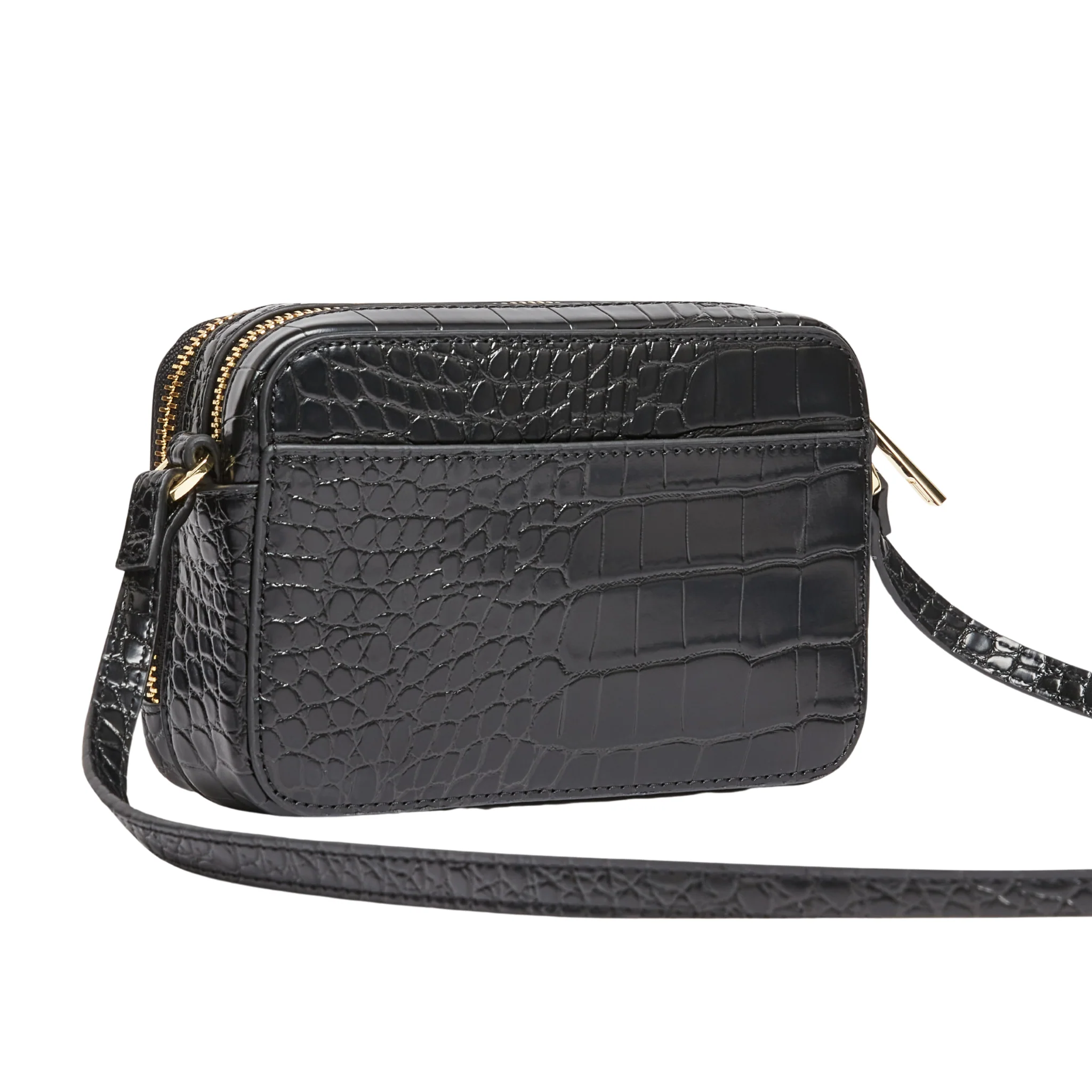 Womens Ted Baker Black Croc Stina Double Zip Mini Camera Bag - Image 2
