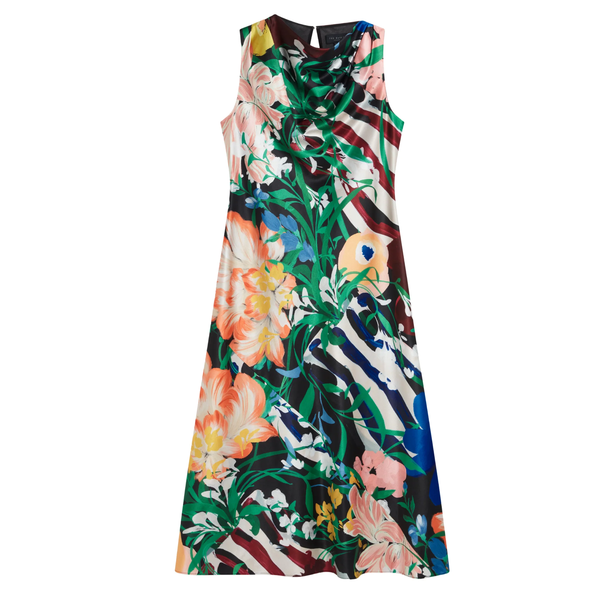Womens Ted Baker Black Ehlanor Drape Neck Printed Midi Dress - Image 2