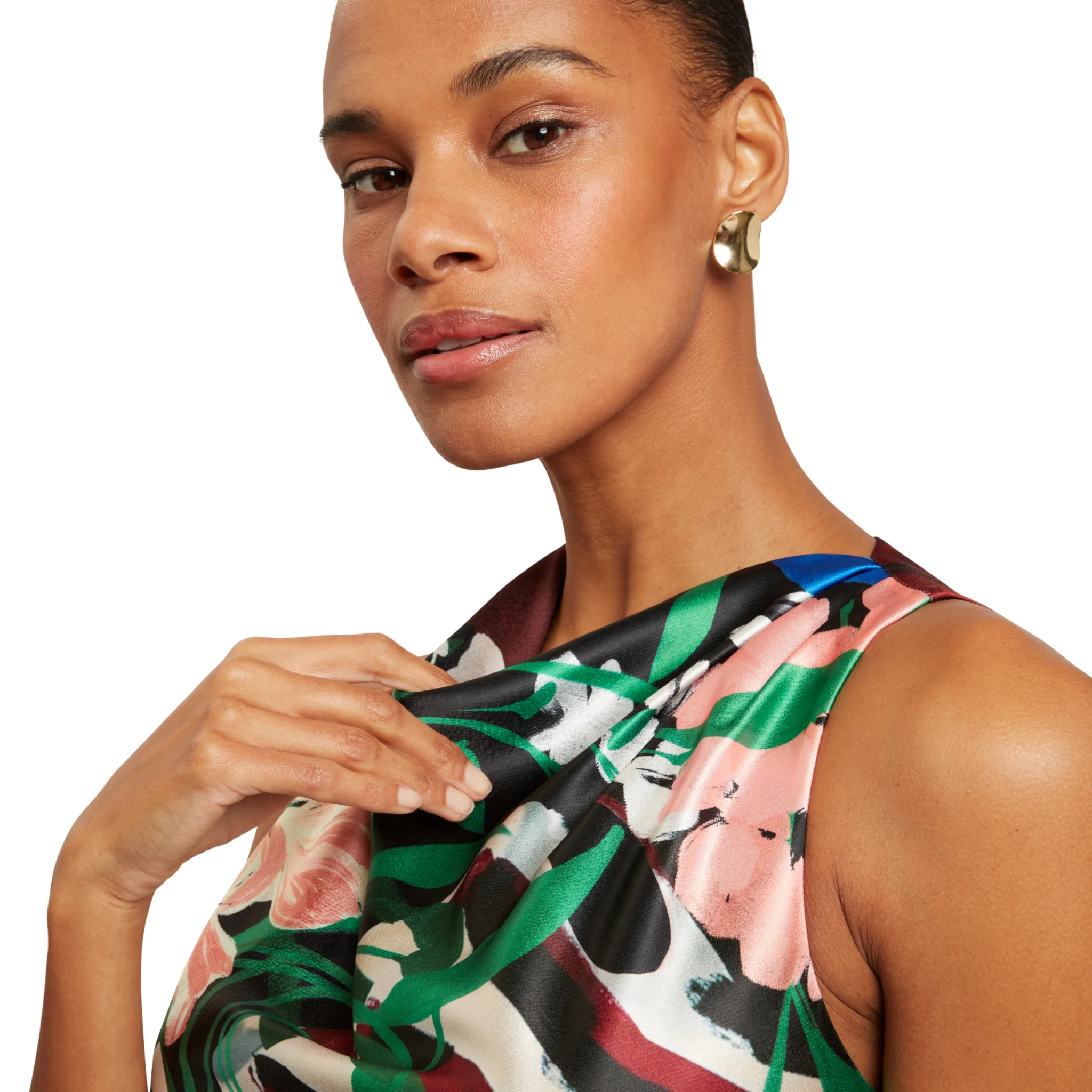 Womens Ted Baker Black Ehlanor Drape Neck Printed Midi Dress - Image 5