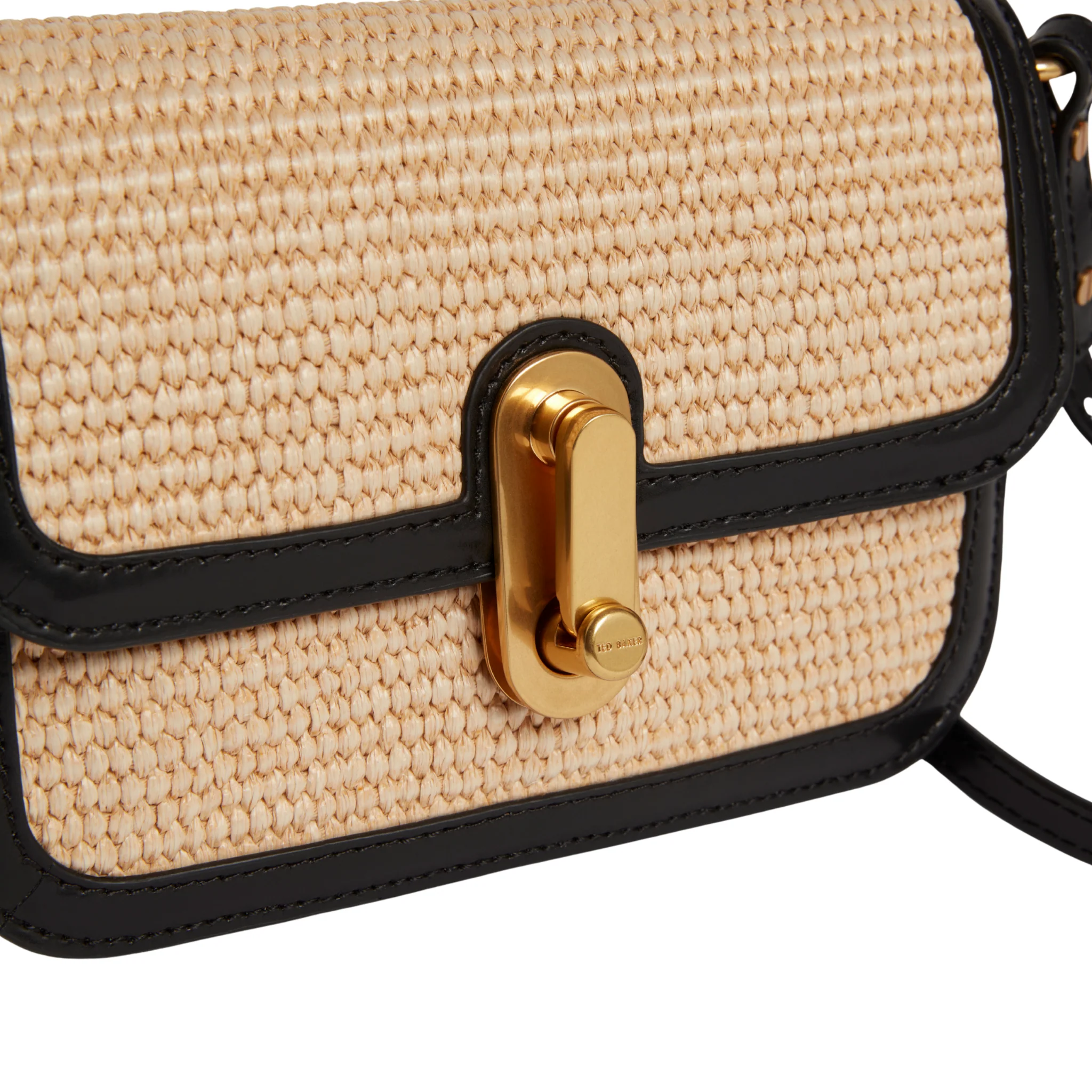 Womens Ted Baker Black Kkassie Twist Lock Detail Small Raffia Crossbody - Image 3