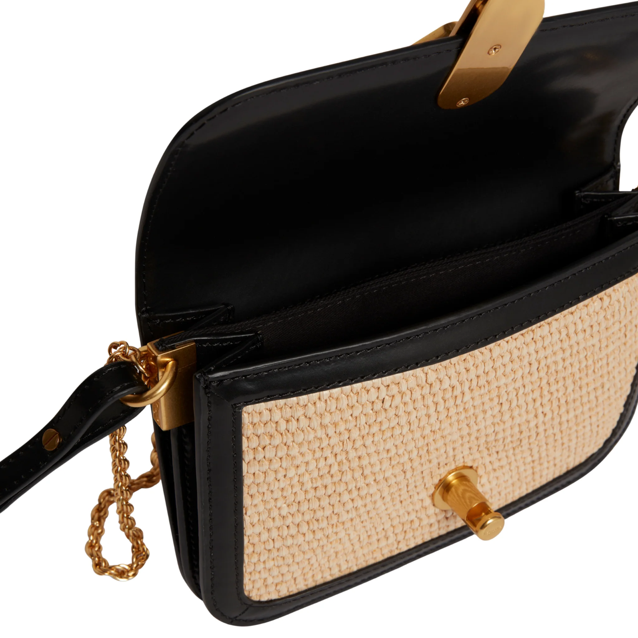Womens Ted Baker Black Kkassie Twist Lock Detail Small Raffia Crossbody - Image 5