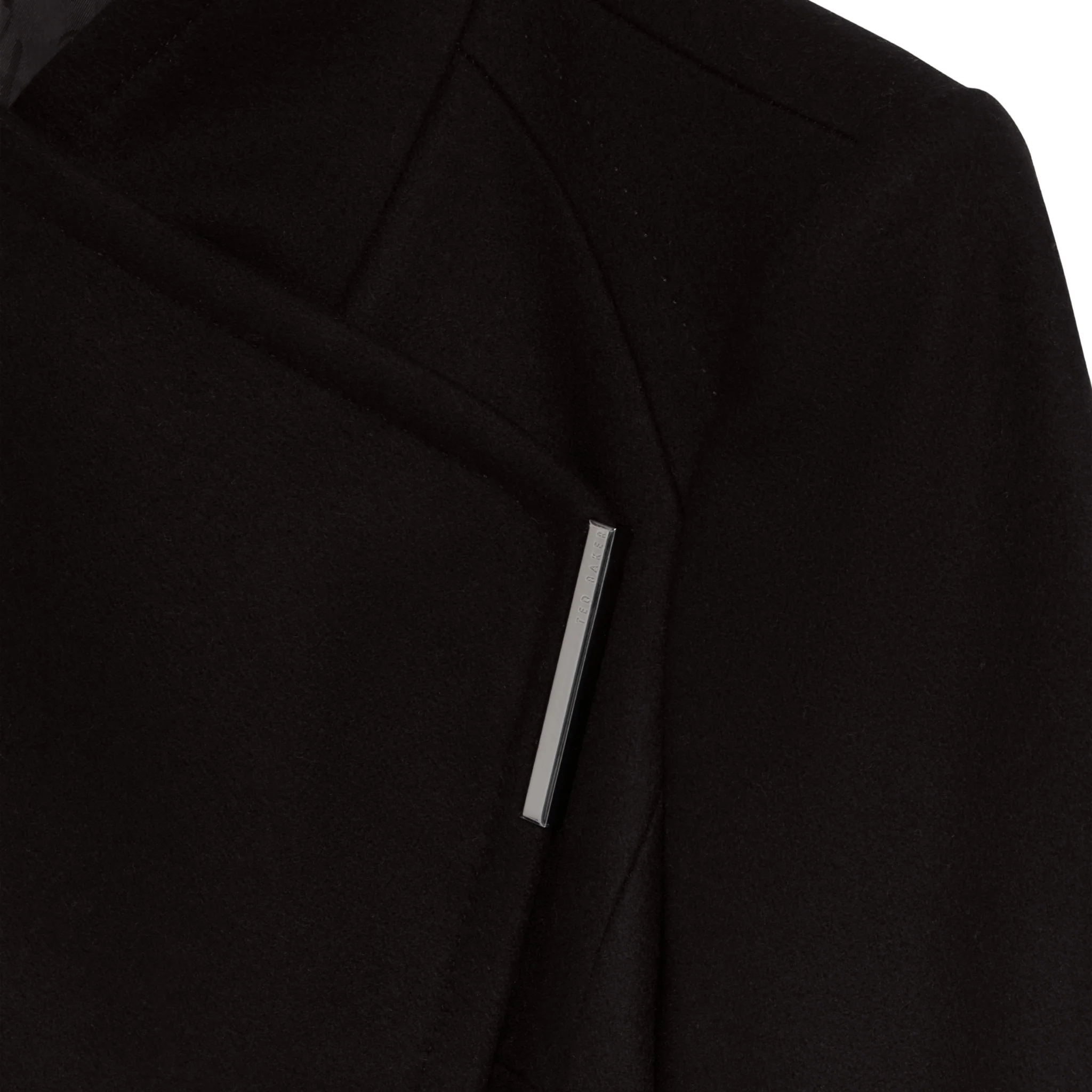Womens Ted Baker Black Rose Mid Length Belted Wool Wrap Coat - Image 3
