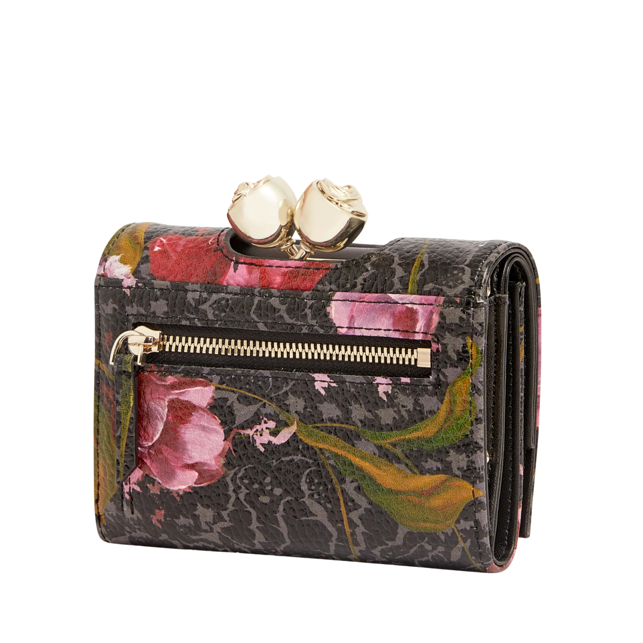 Womens Ted Baker Black Tulna Floral Printed Small Bobble Purse - Image 2