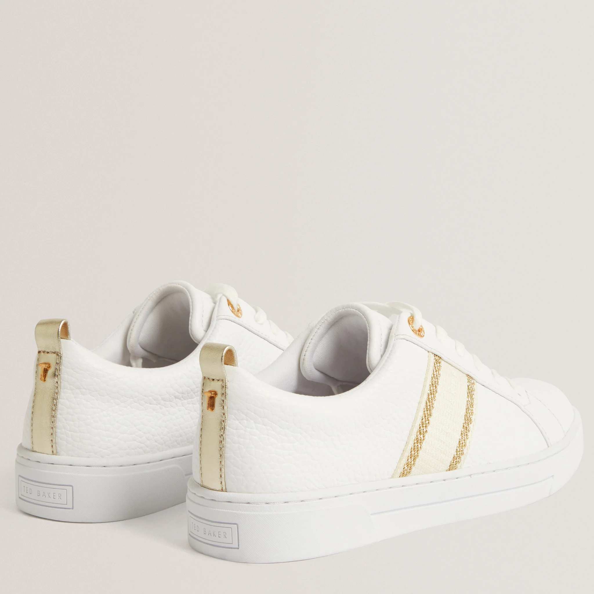 Womens Ted Baker Gold Bailly Webbing Detail Trainers - Image 4