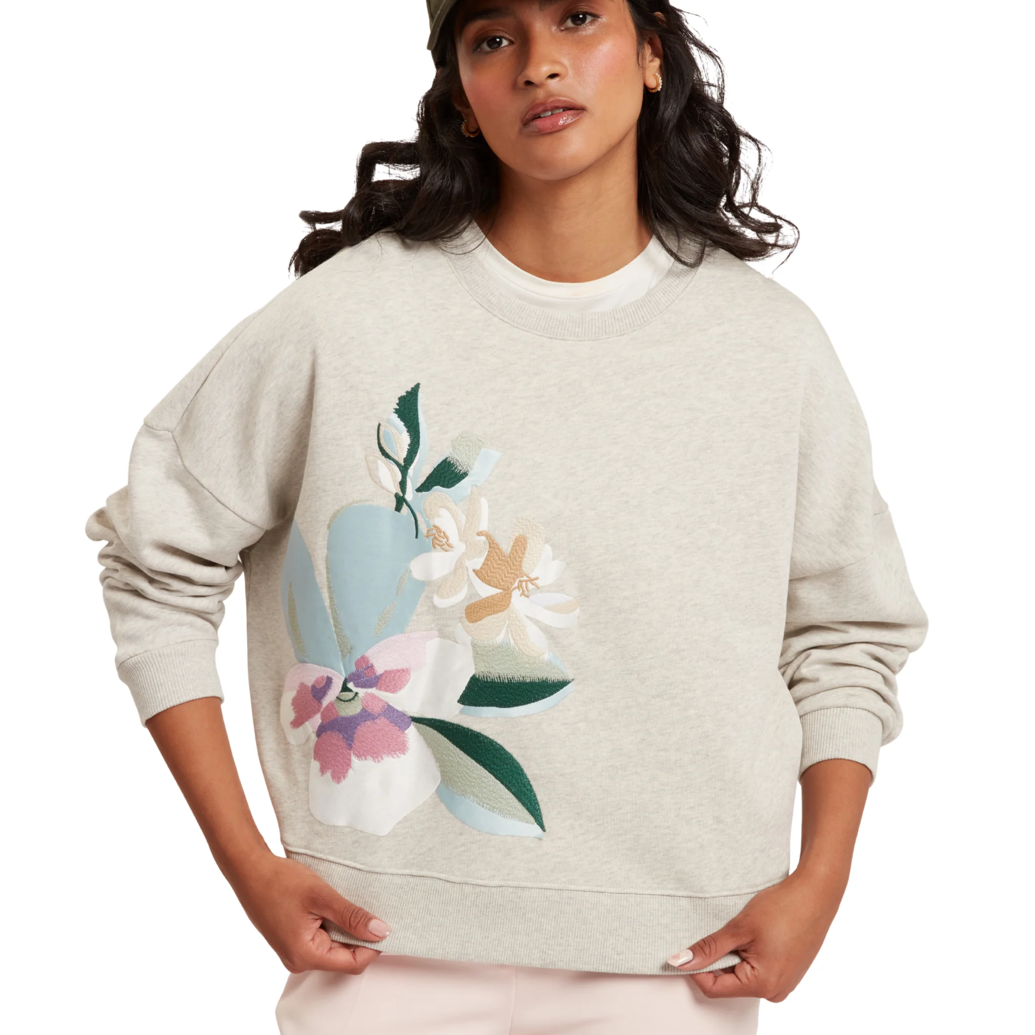 Womens Ted Baker Grey Marl Brookla Print Embroidered Sweatshirt - Image 2
