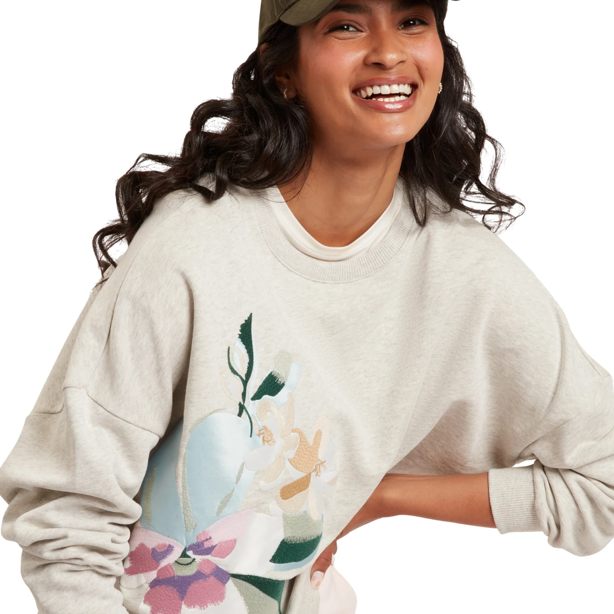 Womens Ted Baker Grey Marl Brookla Print Embroidered Sweatshirt - Image 4